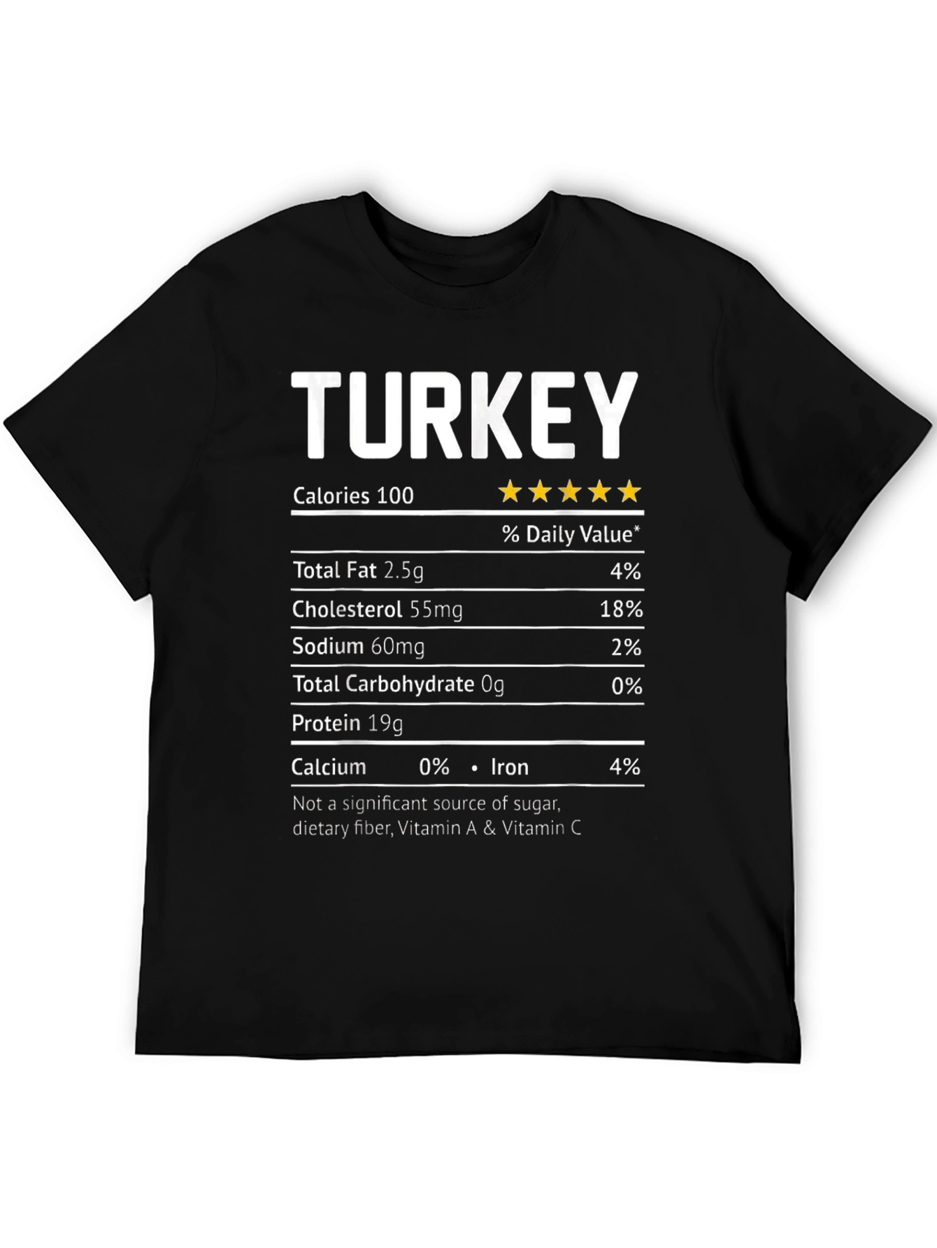 Turkey Nutrition Facts T-Shirt Funny Thanksgiving Shirt