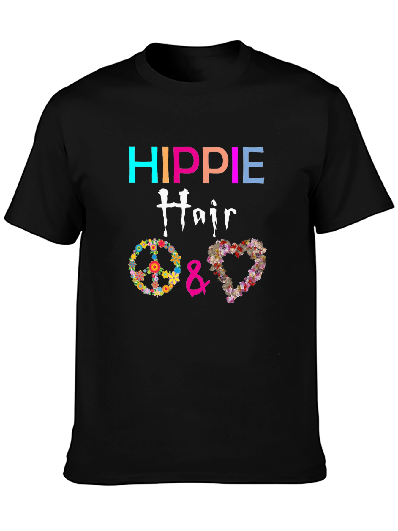 Hippie Hair Flower Peace Love T-Shirt