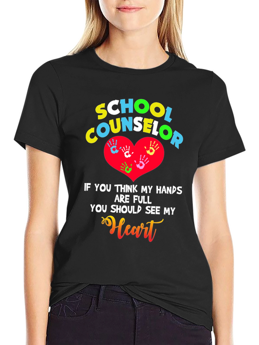 School Counselor Heart Hands Graphic T-Shirt