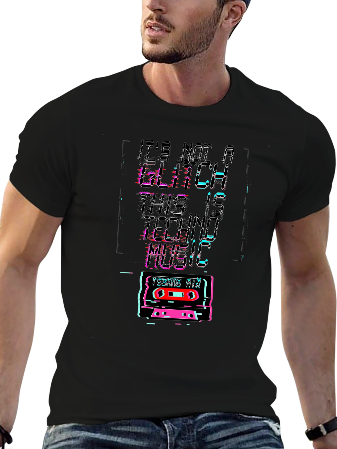 Retro Glitch Techno Music T-Shirt