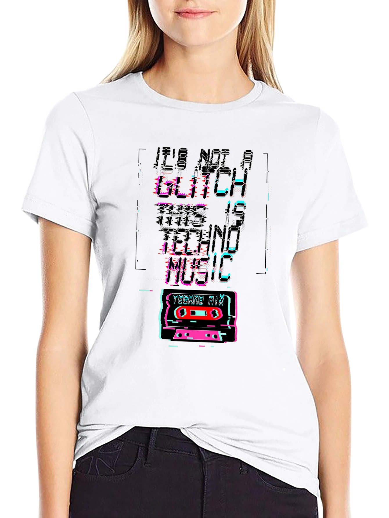Retro Glitch Techno Music T-Shirt
