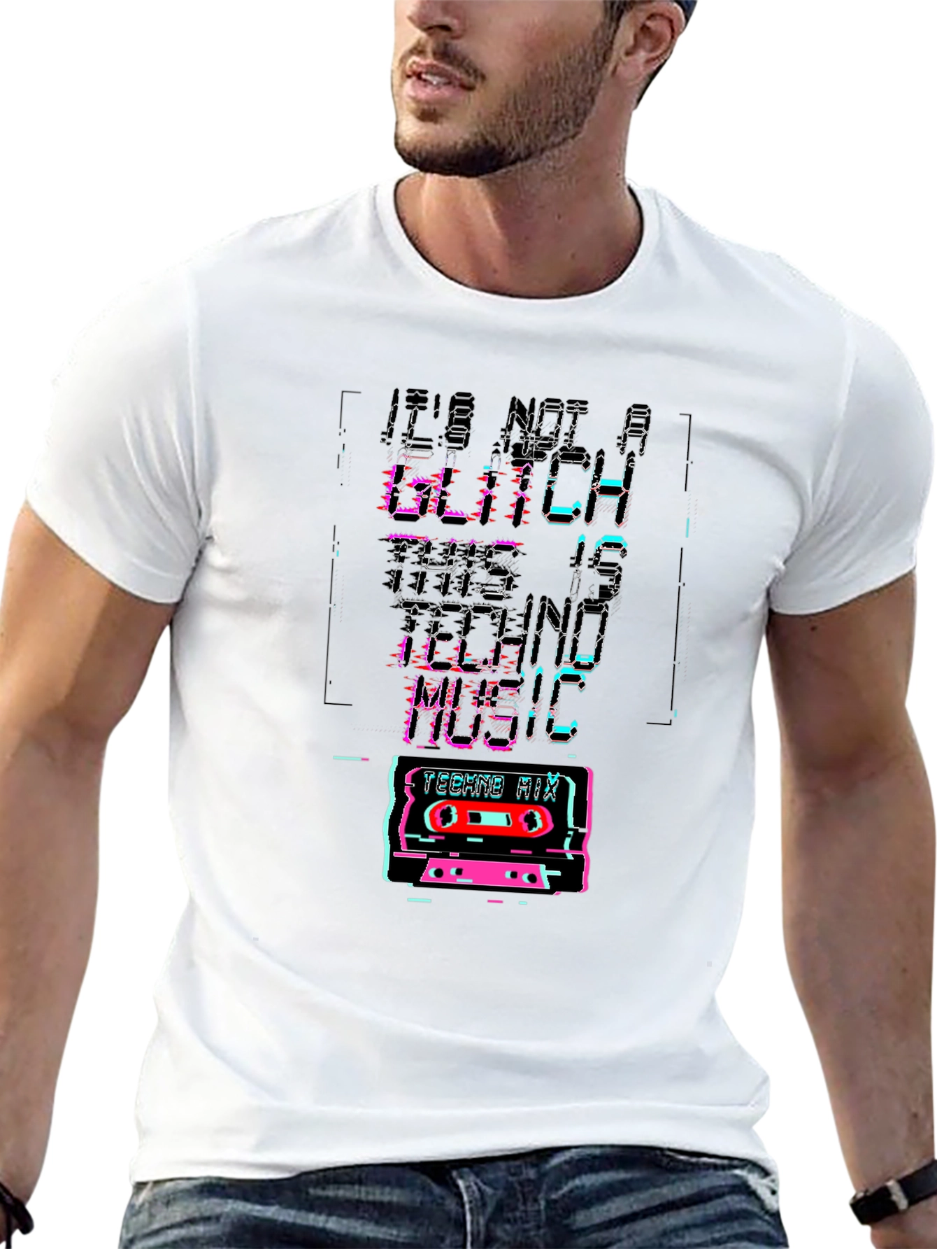 Retro Glitch Techno Music T-Shirt