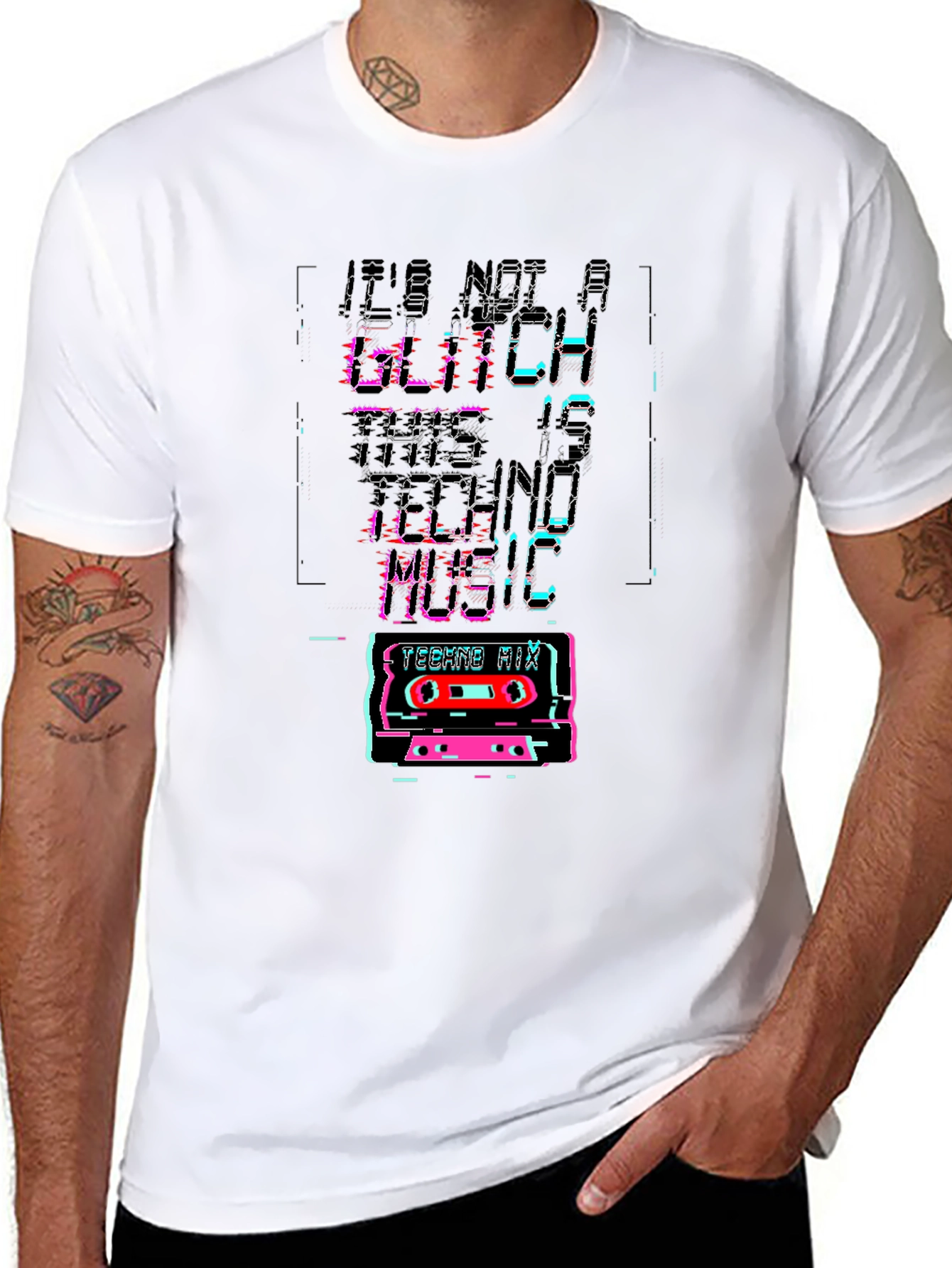 Retro Glitch Techno Music T-Shirt