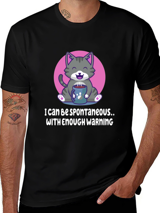 Funny Cat Coffee T-Shirt - Spontaneous with Warning