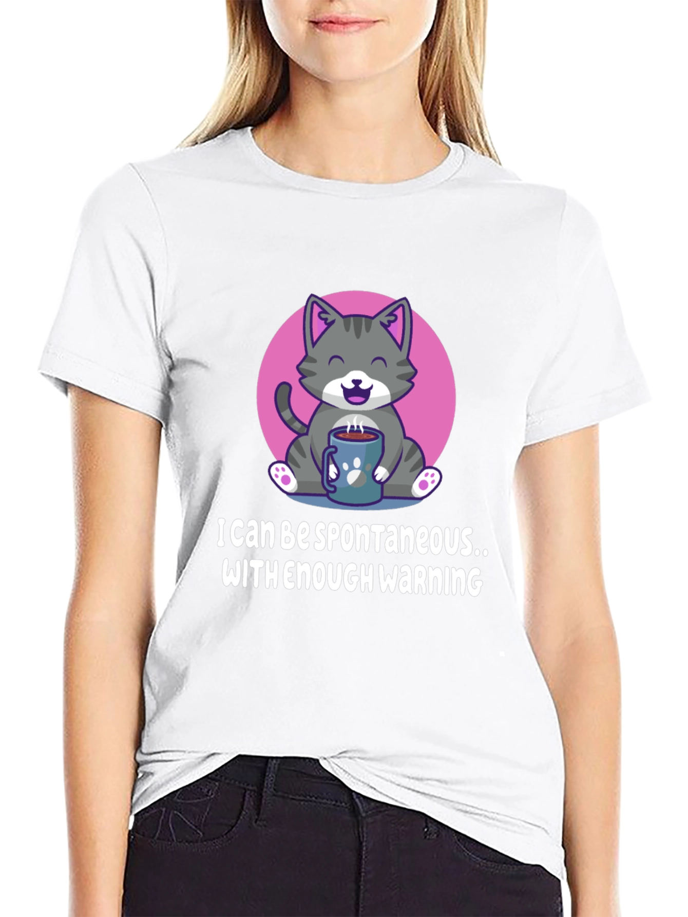 Funny Cat Coffee T-Shirt - Spontaneous with Warning