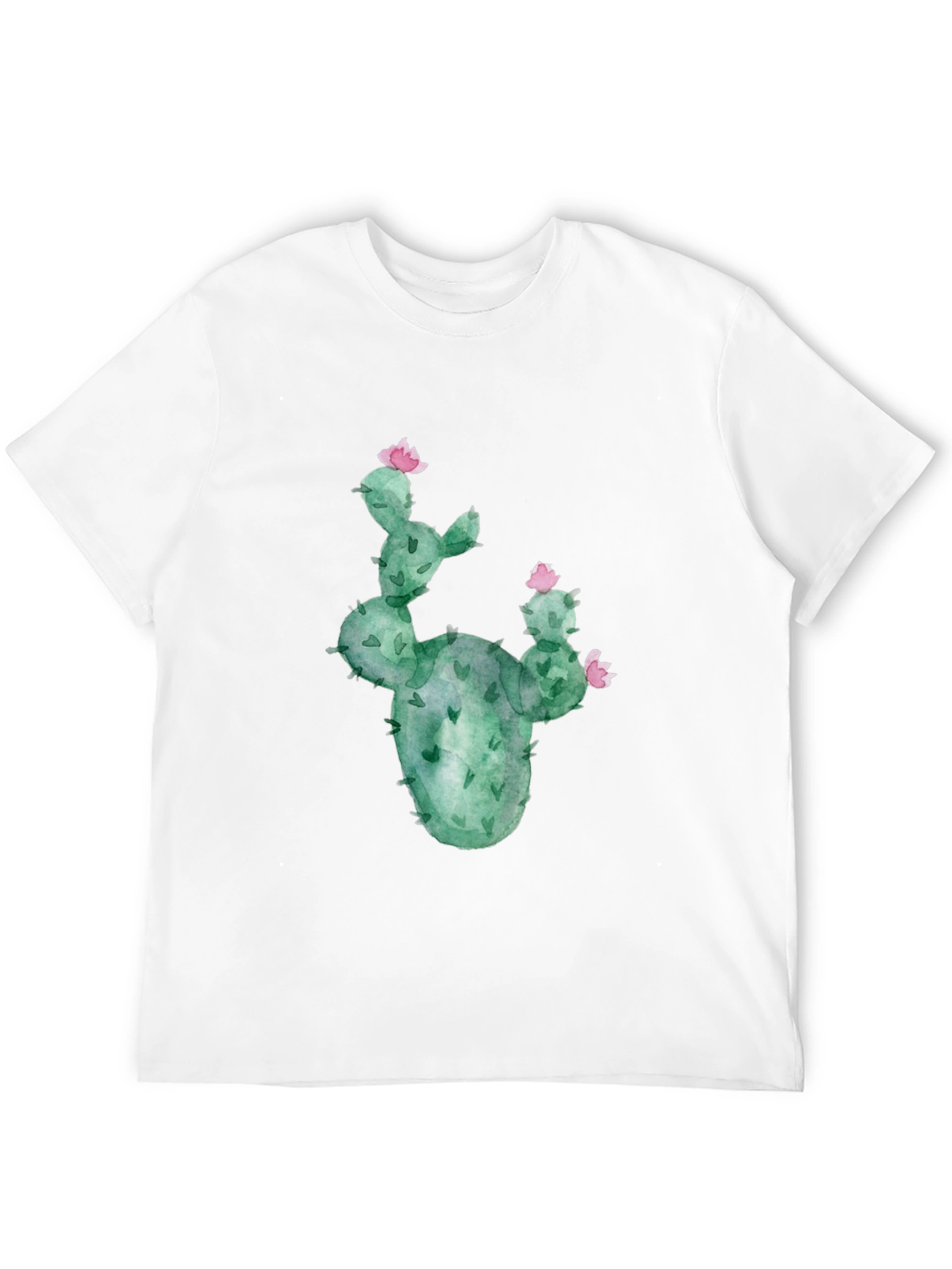 Cactus Flower Graphic Tee - Black Cotton T-Shirt