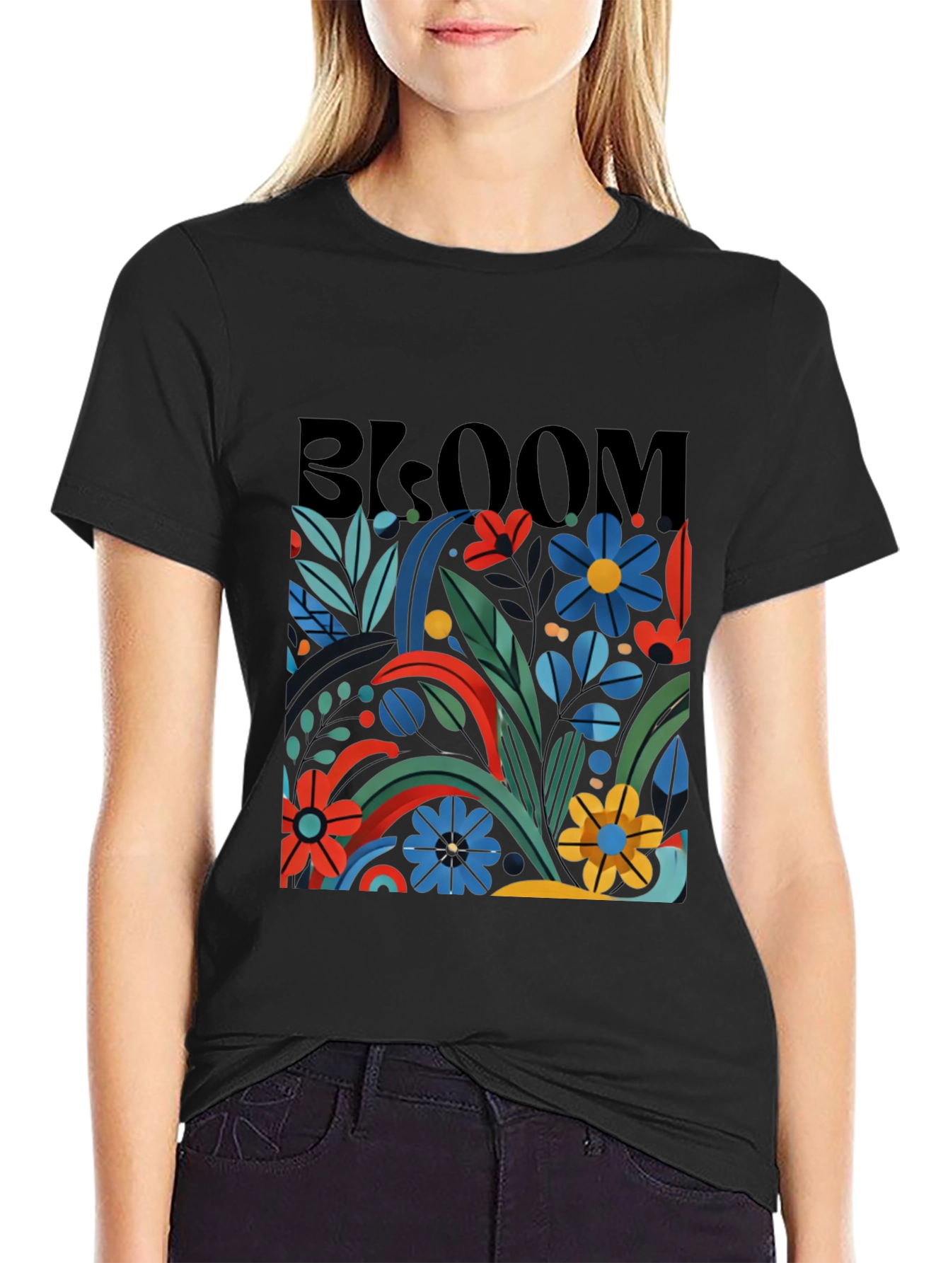 Bloom Graphic Tee - Black Floral T-Shirt