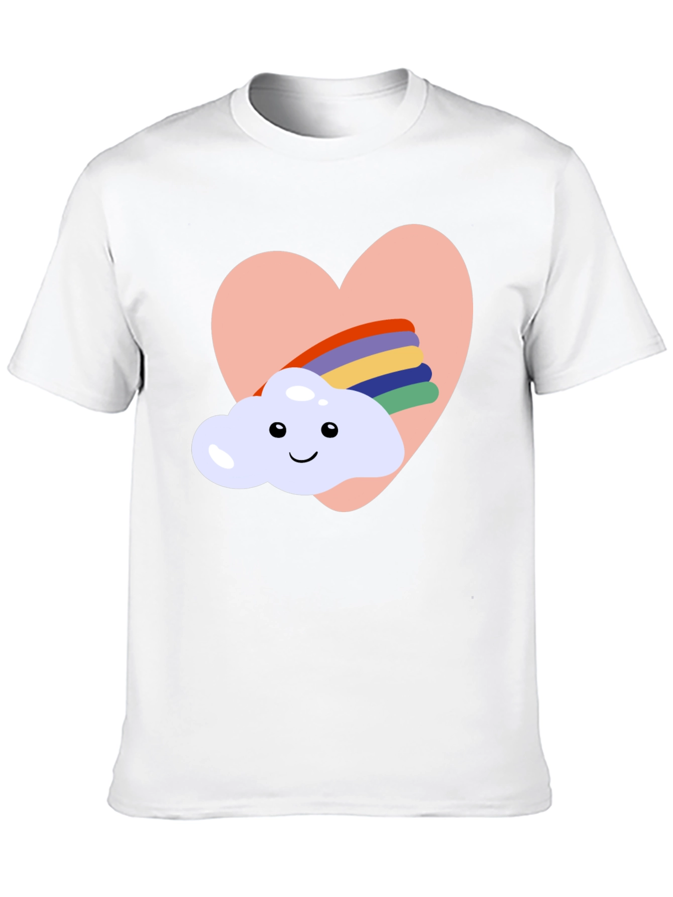 Heart Cloud Rainbow Graphic Tee - Black Casual T-Shirt