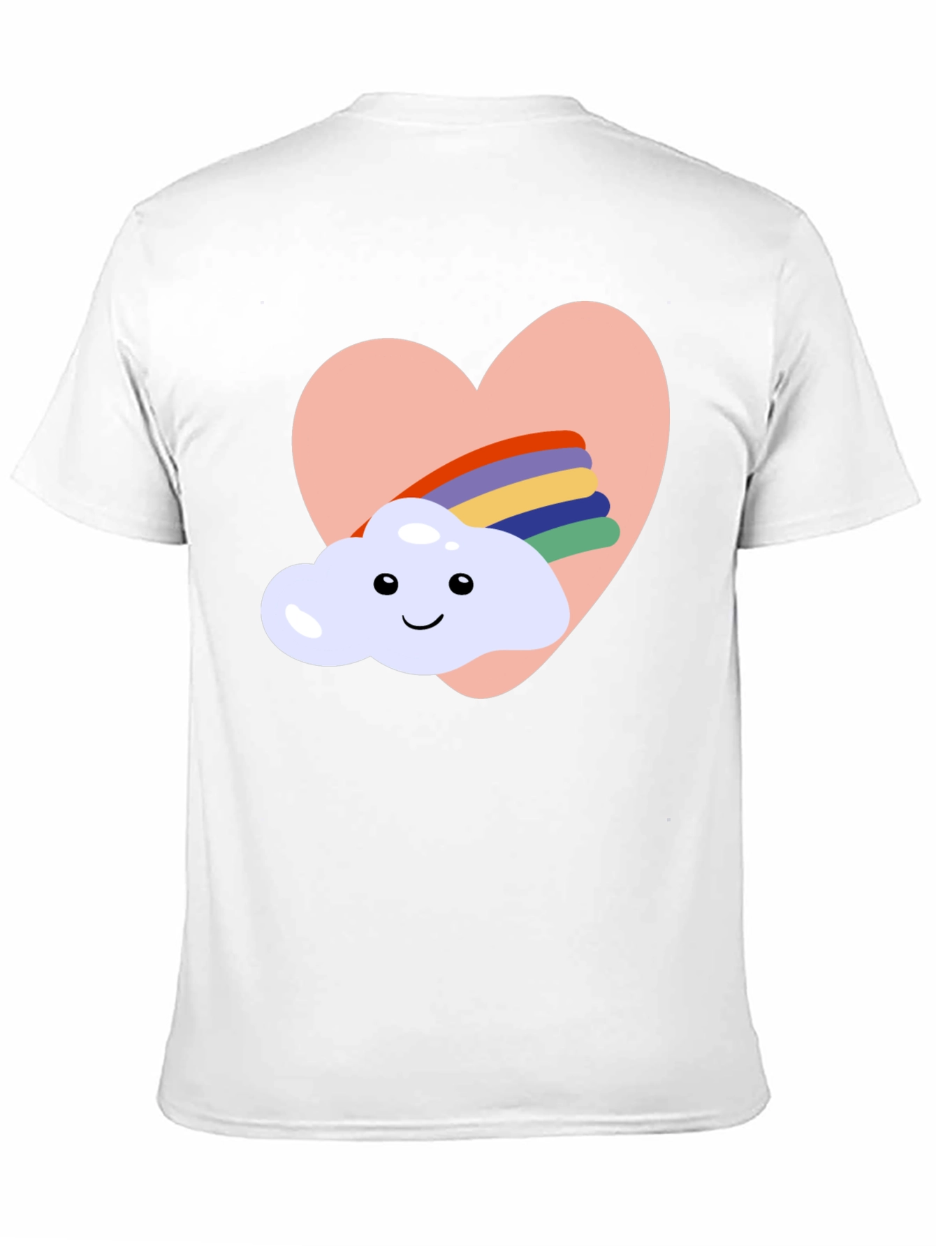 Heart Cloud Rainbow Graphic Tee - Black Casual T-Shirt