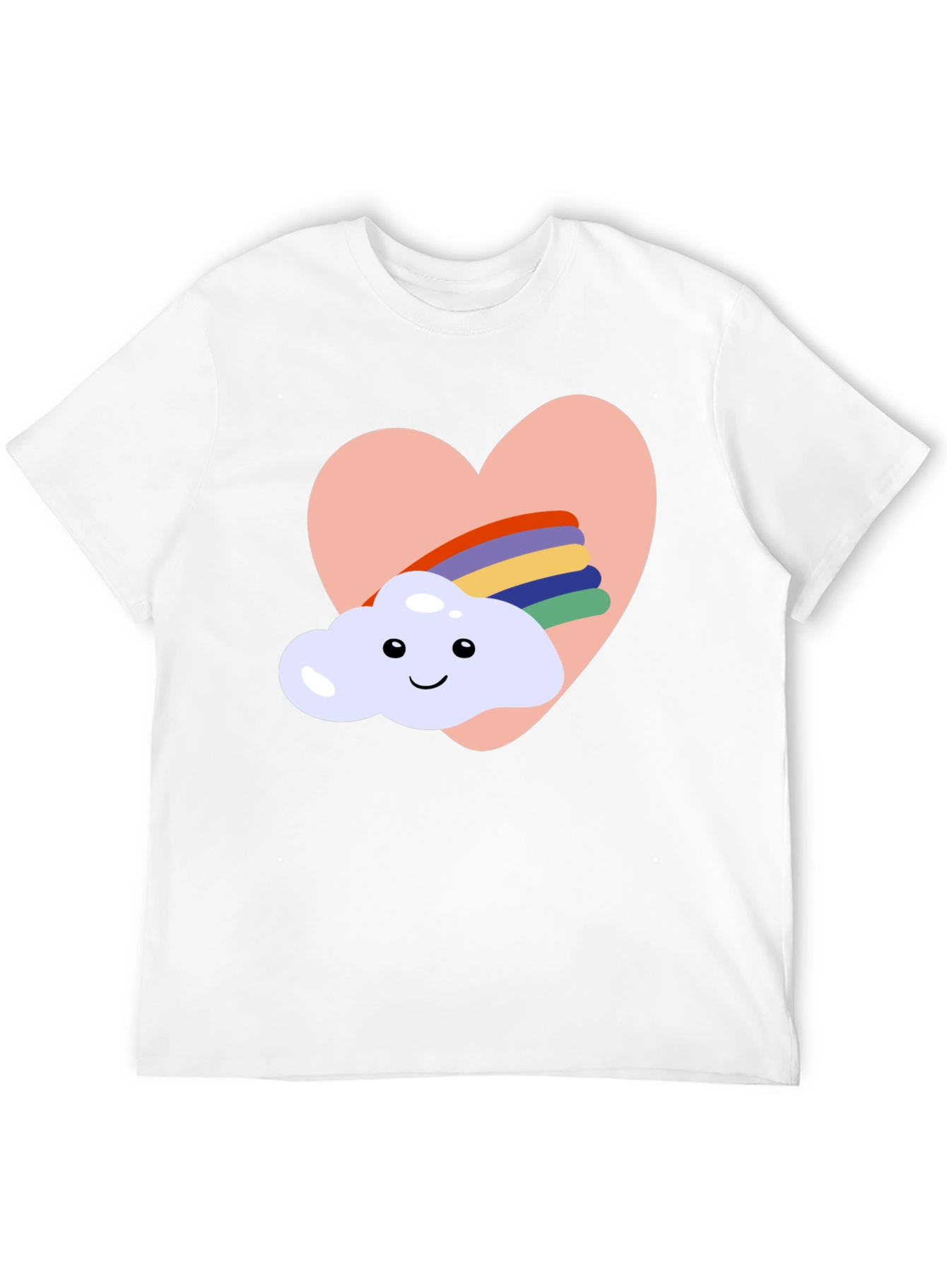 Heart Cloud Rainbow Graphic Tee - Black Casual T-Shirt
