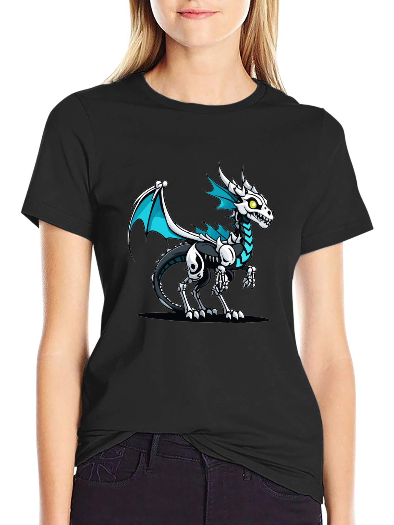 Dragon Skeleton Graphic Tee - Black