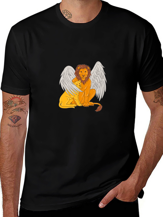 Lion Angel Wings Graphic Tee - Comfort & Style