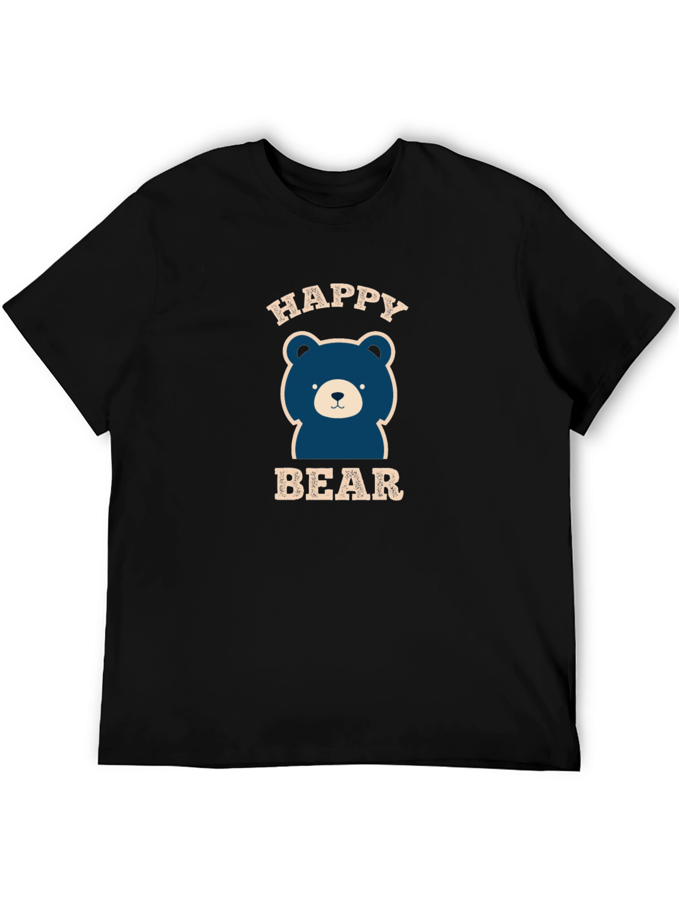 Happy Bear Graphic Tee - Black Cotton Blend