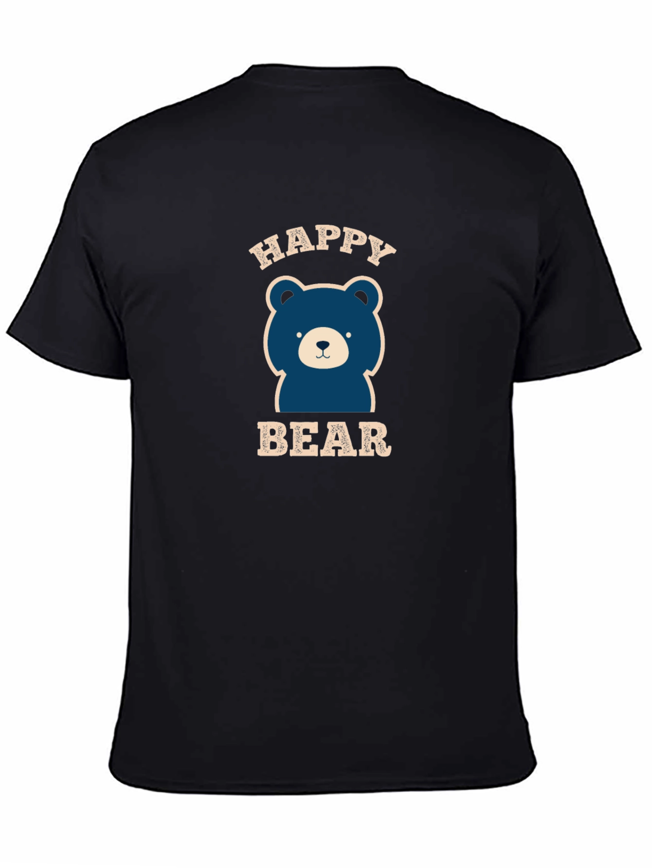 Happy Bear Graphic Tee - Black Cotton Blend