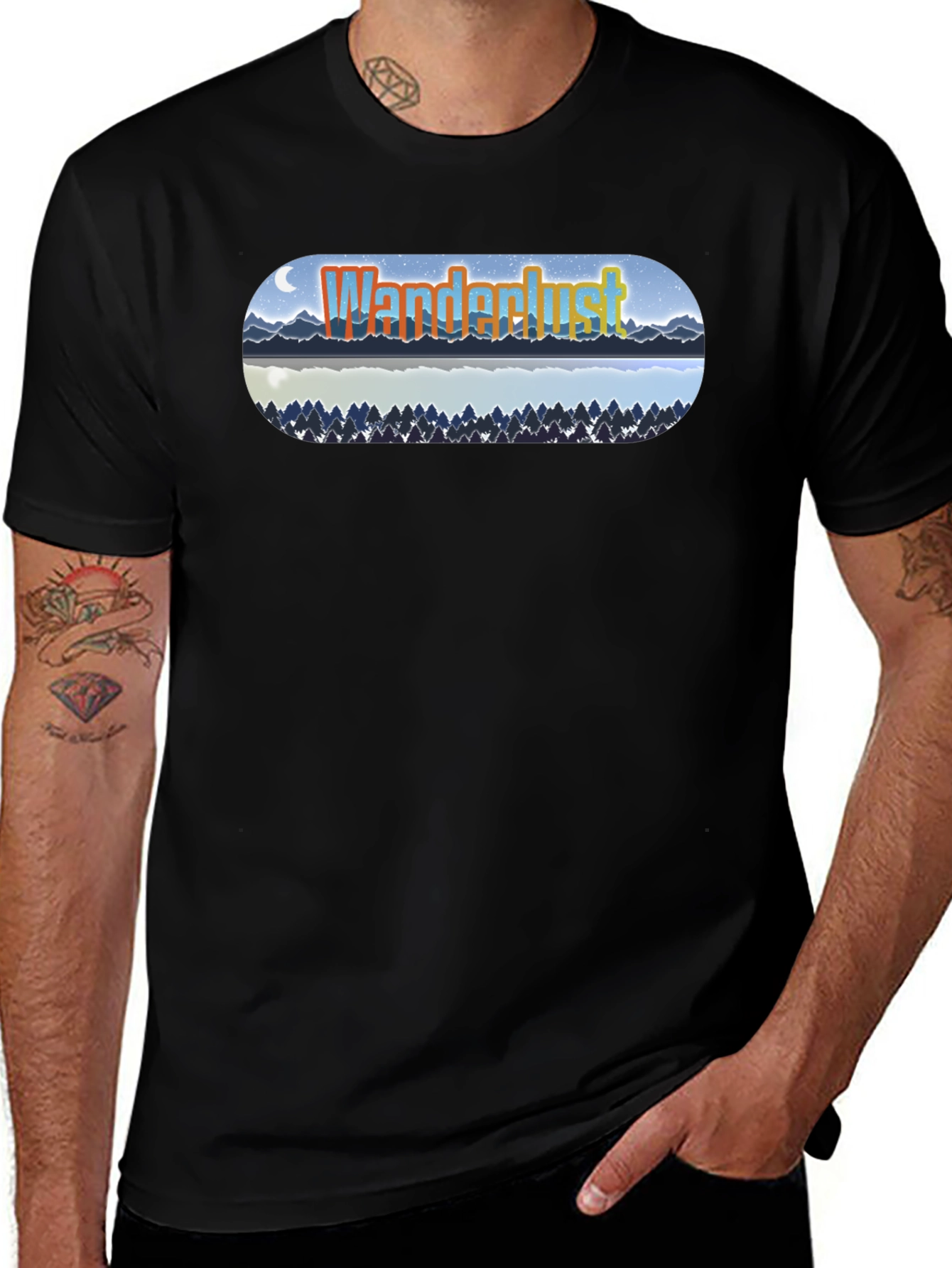 Wanderlust Lake Graphic T-Shirt - Black