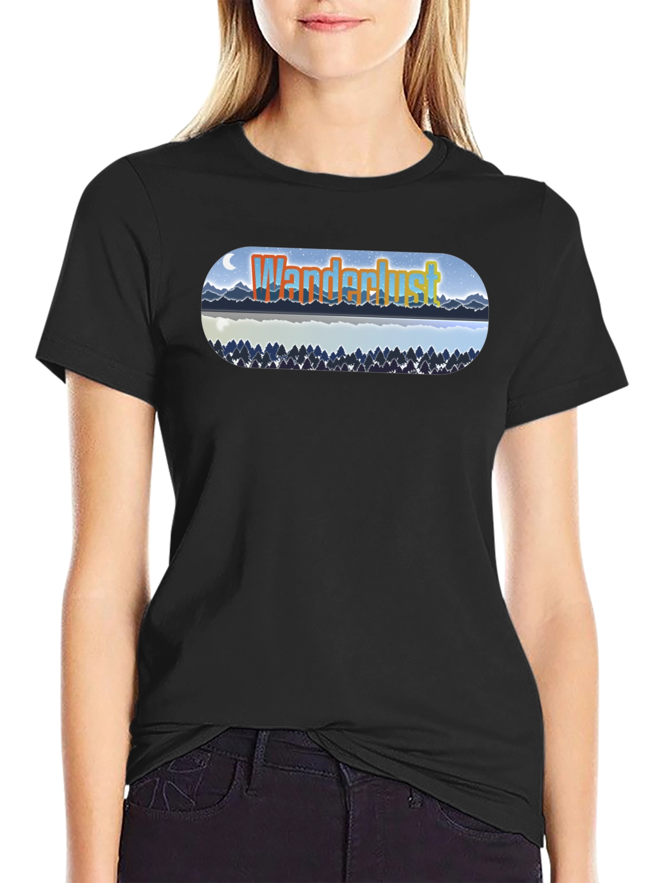 Wanderlust Lake Graphic T-Shirt - Black