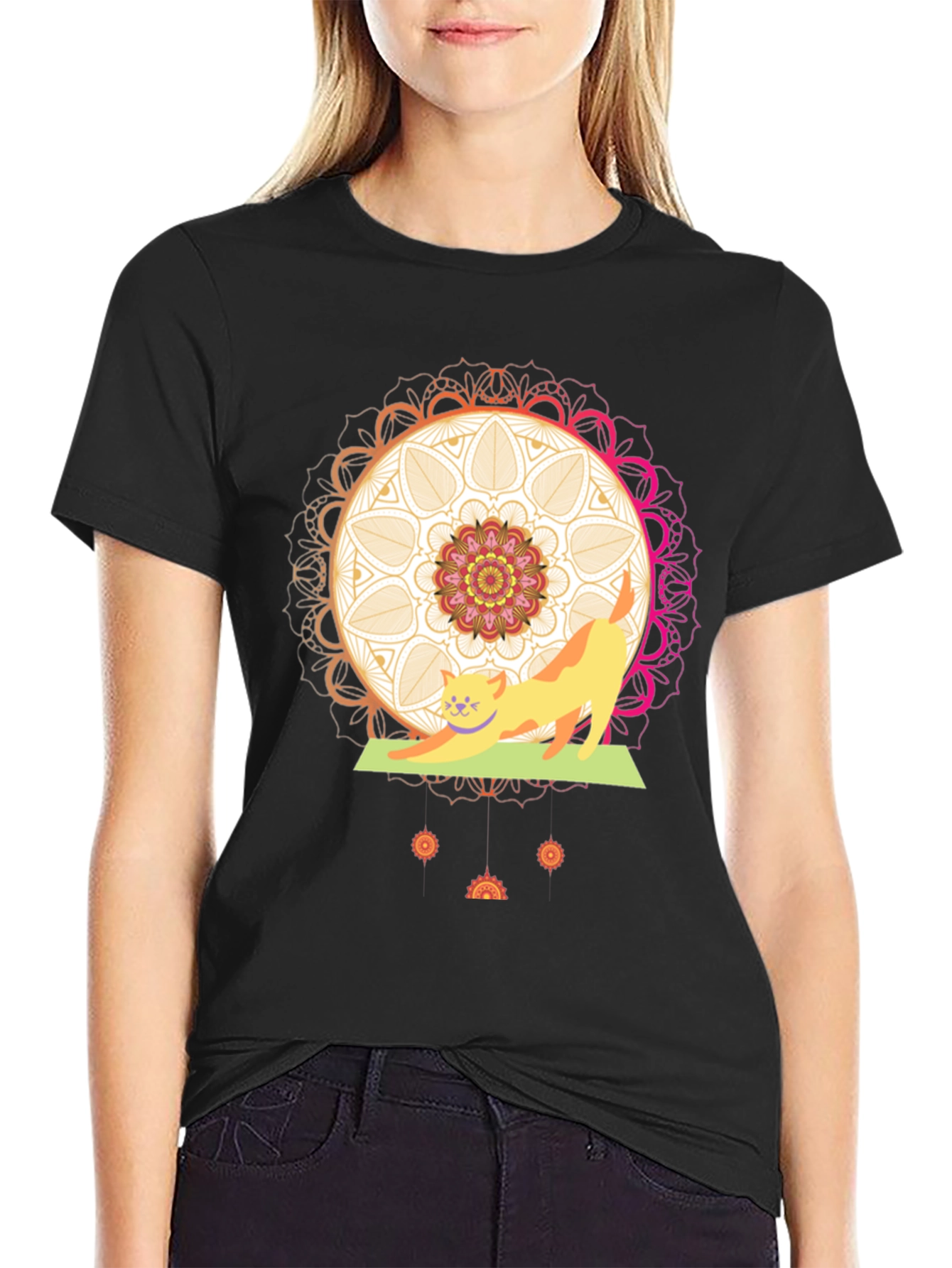 Yoga Cat Mandala T-Shirt