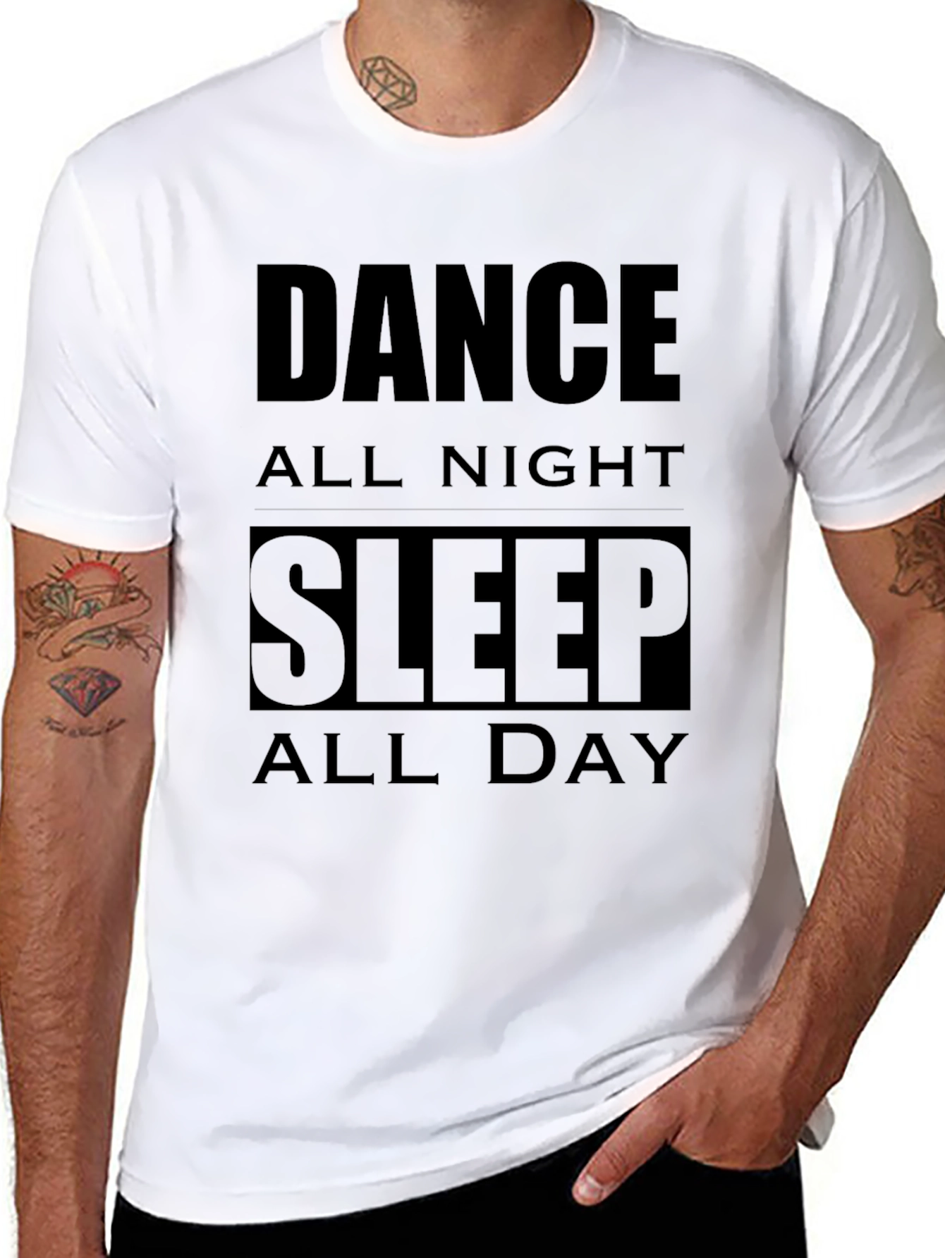 Dance All Night Sleep All Day Black T-Shirt