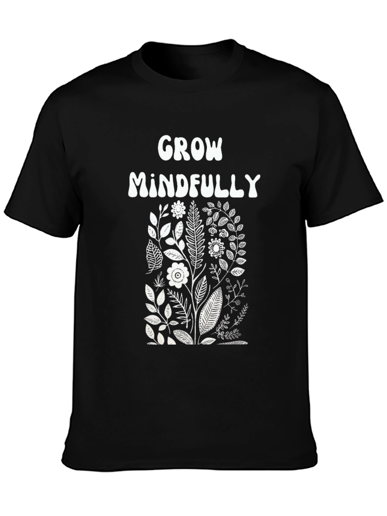 Grow Mindfully Graphic Tee - Black Cotton T-Shirt