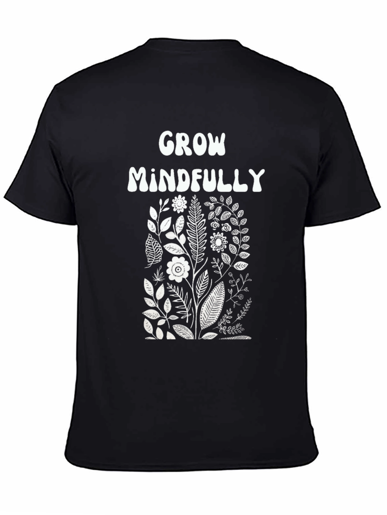Grow Mindfully Graphic Tee - Black Cotton T-Shirt