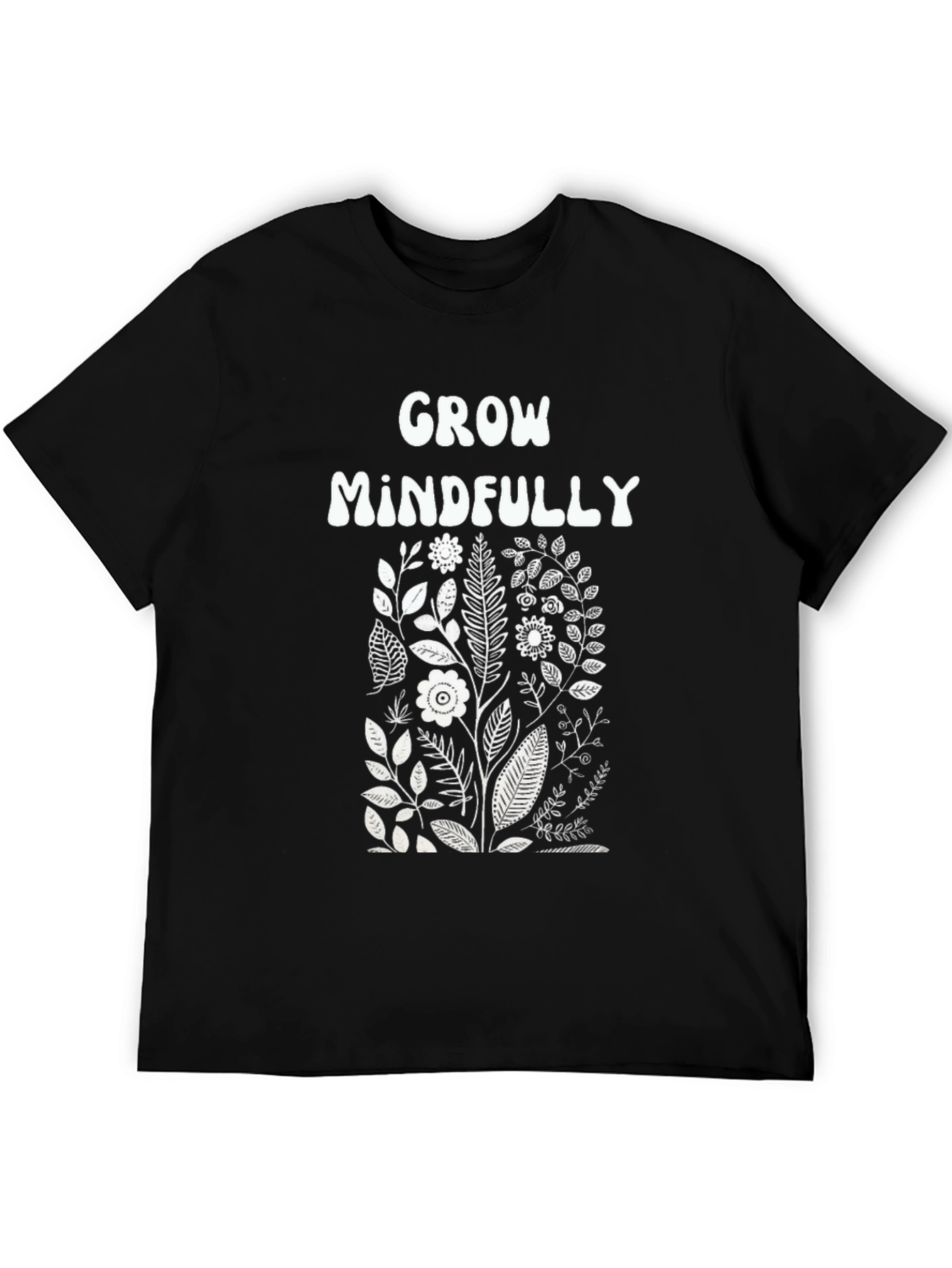 Grow Mindfully Graphic Tee - Black Cotton T-Shirt