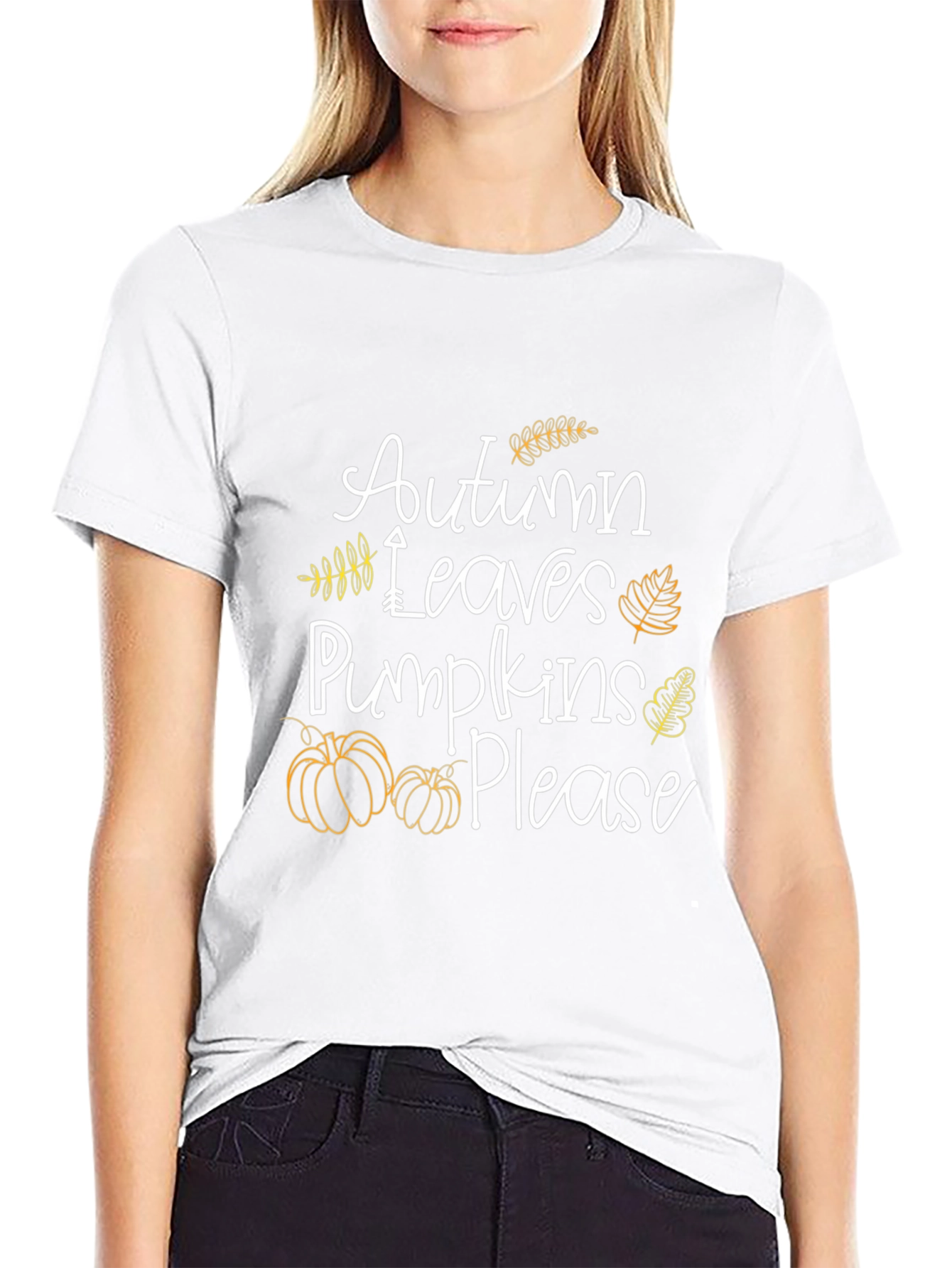 Autumn Leaves Pumpkins Please Graphic Tee