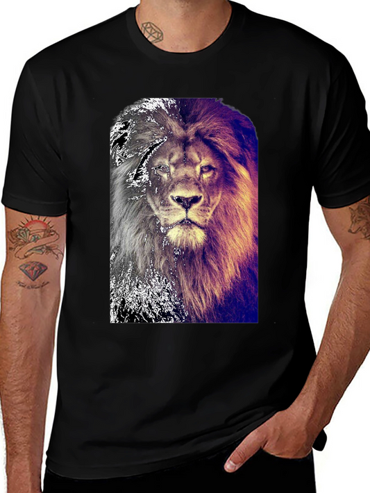 Lion Graphic Black T-Shirt for Men