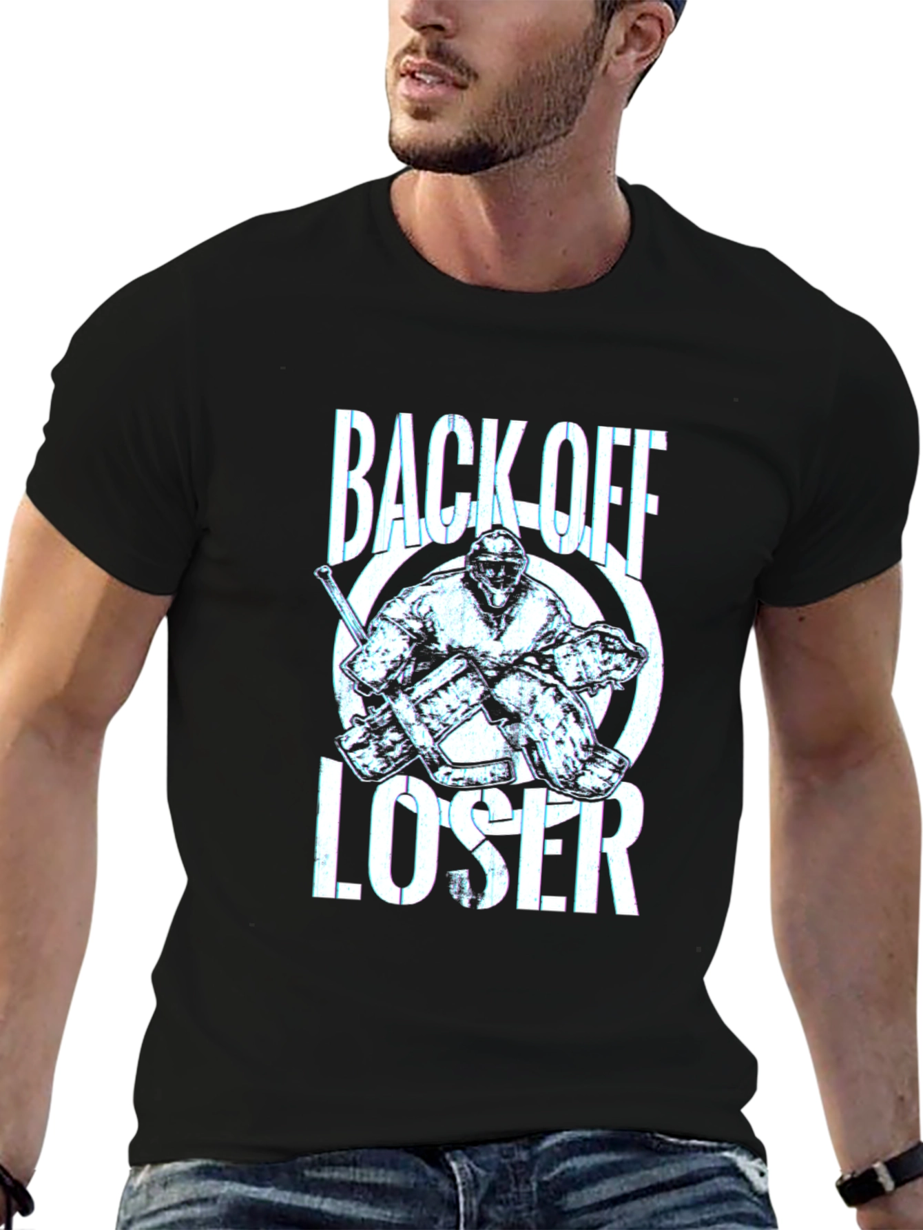 Back Off Loser Hockey Graphic T-Shirt