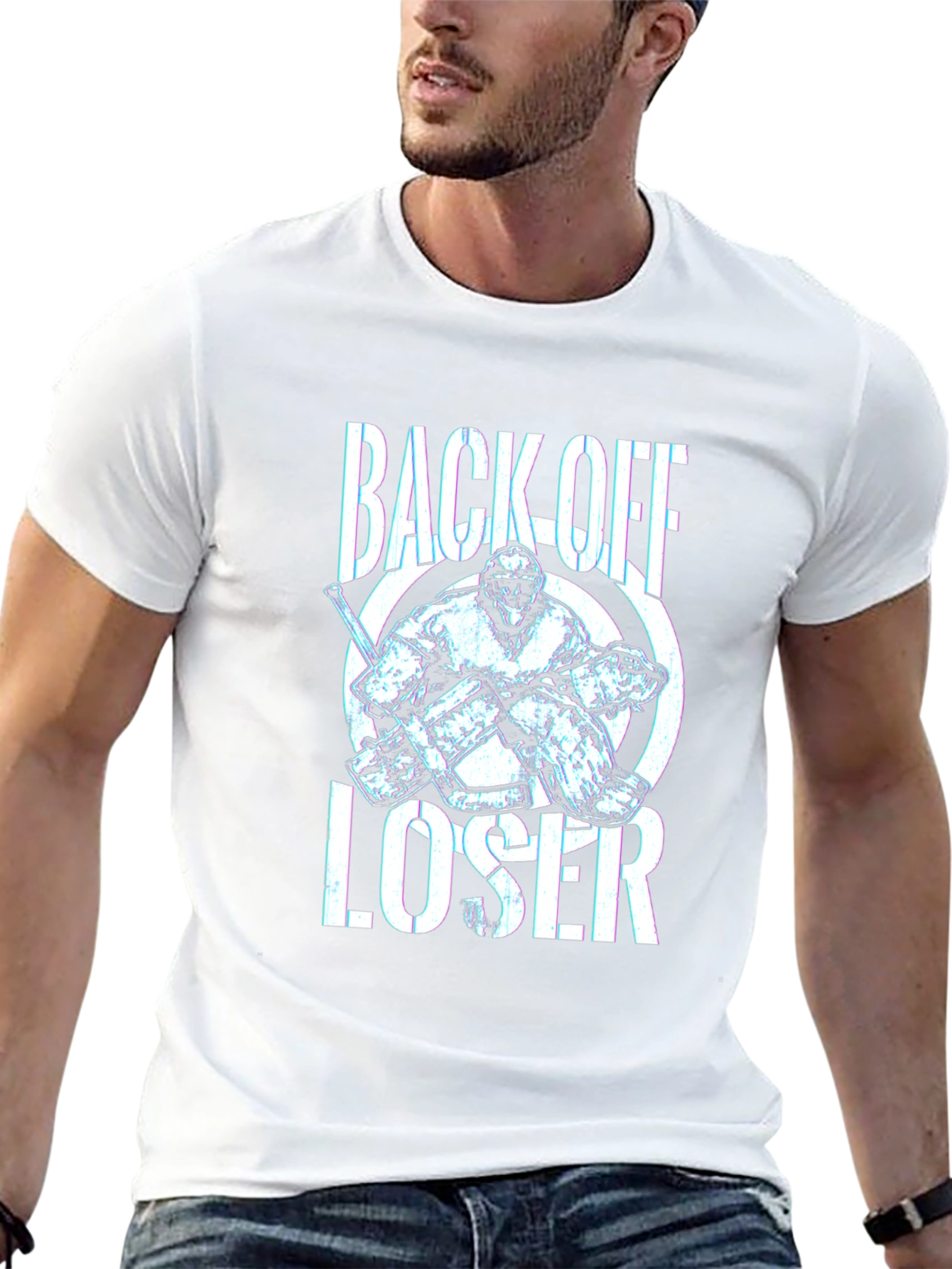 Back Off Loser Hockey Graphic T-Shirt