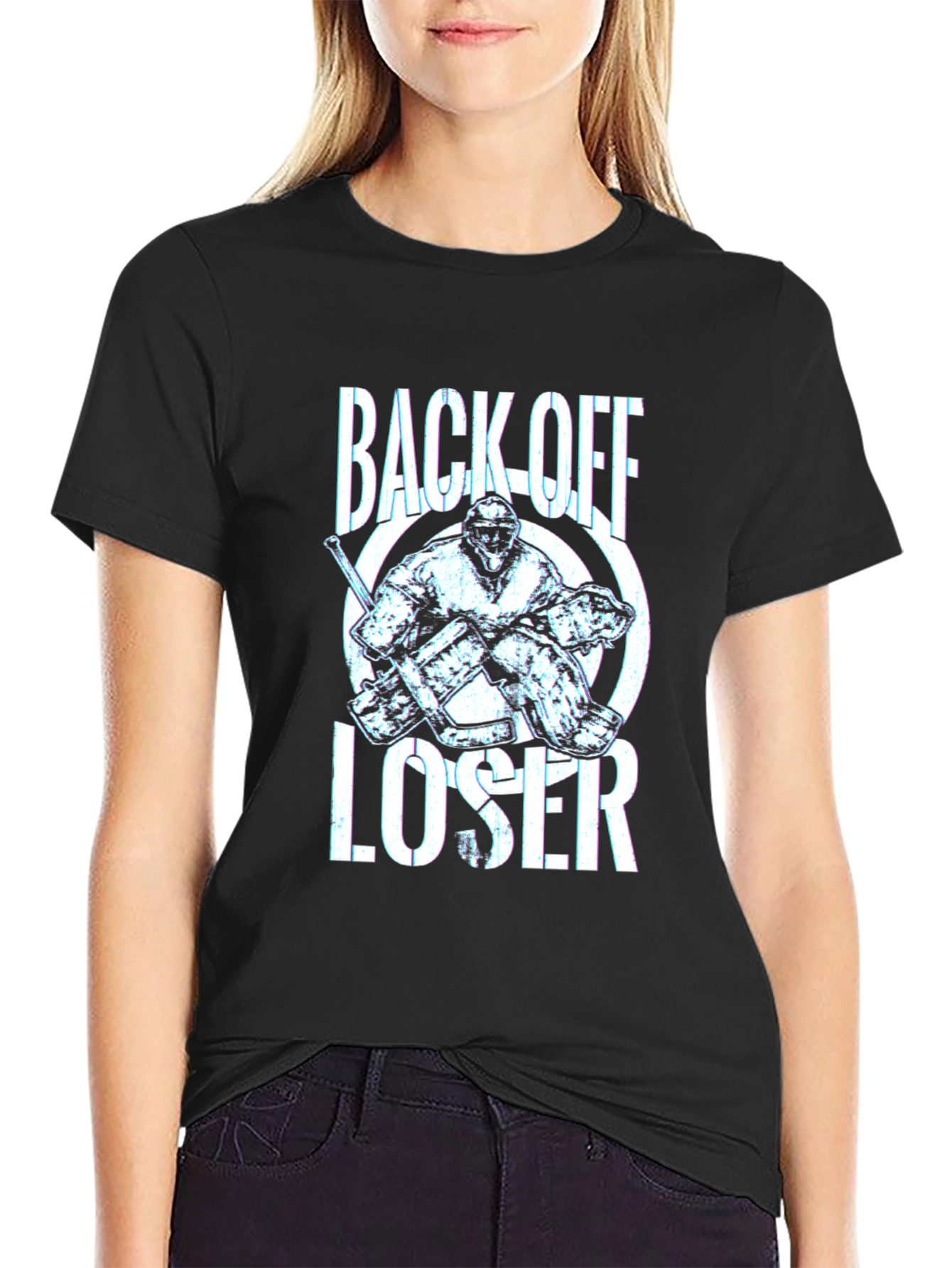Back Off Loser Hockey Graphic T-Shirt
