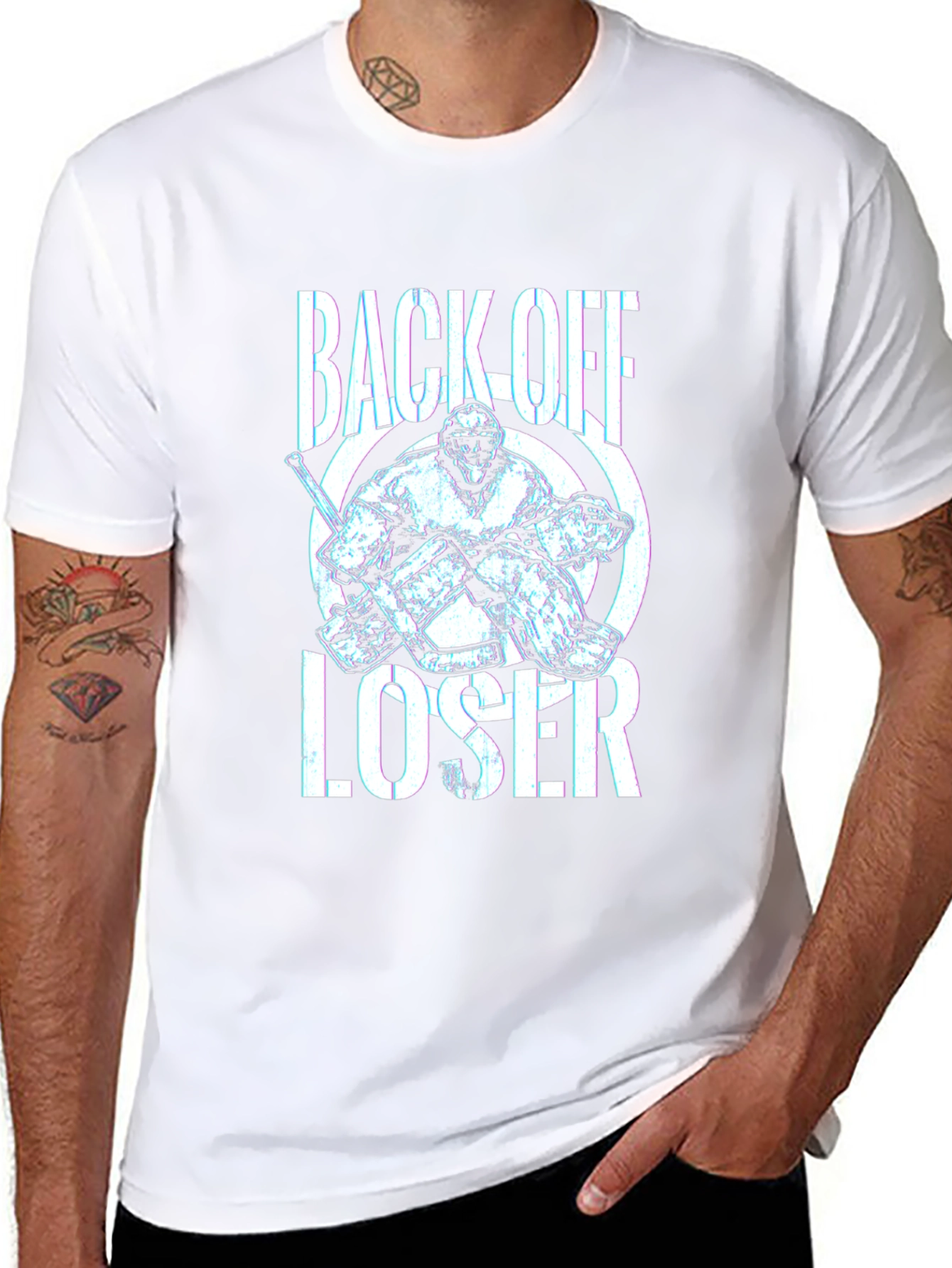 Back Off Loser Hockey Graphic T-Shirt