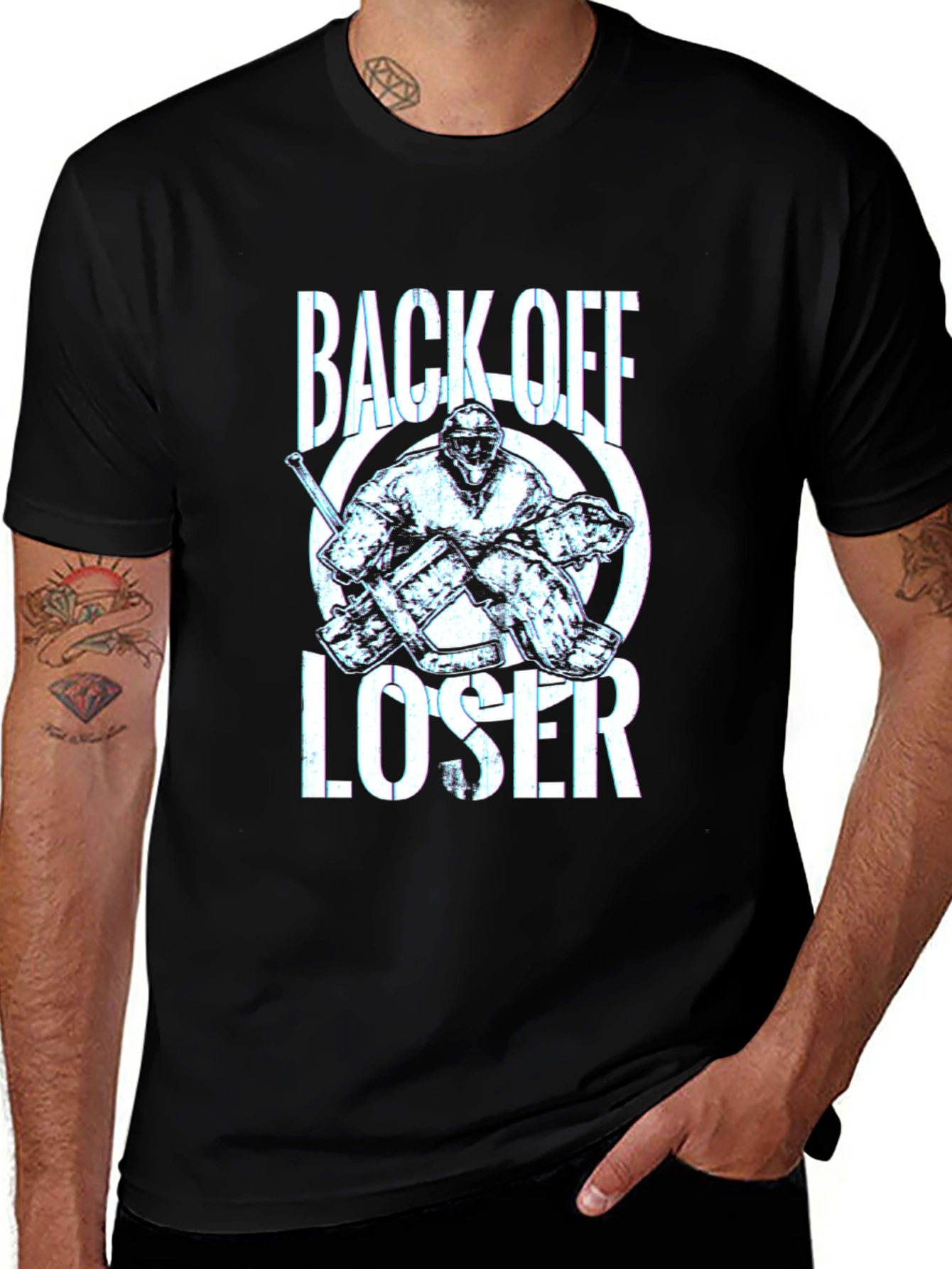Back Off Loser Hockey Graphic T-Shirt
