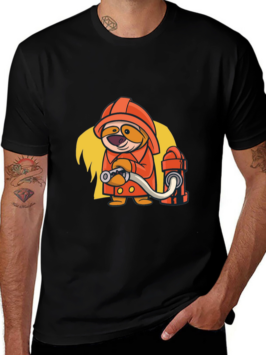 Cartoon Firefighter Graphic Tee