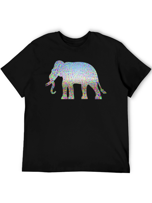 Geometric Elephant Print Black T-Shirt