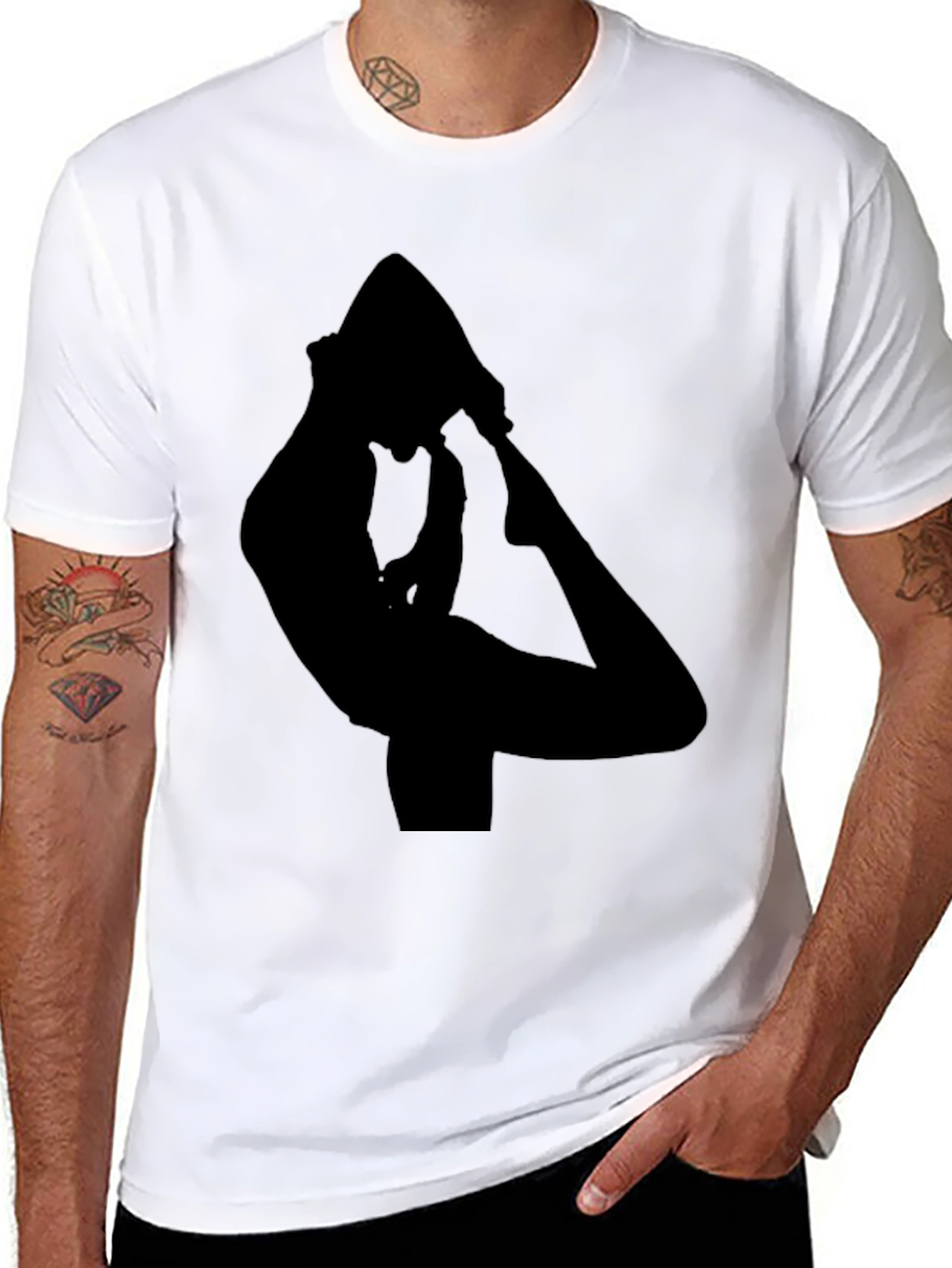 Black Yoga Pose Graphic Tee for Men