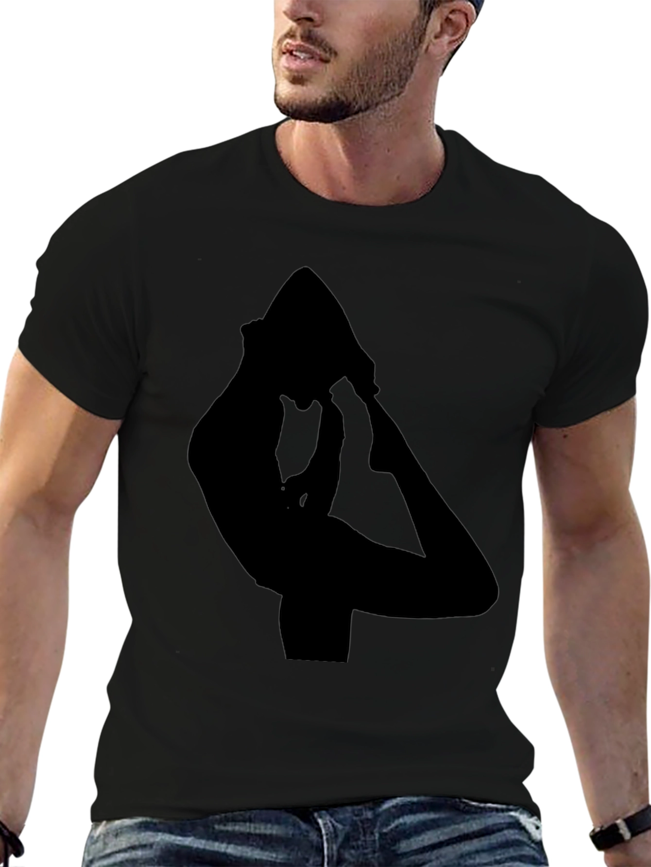 Black Yoga Pose Graphic Tee for Men