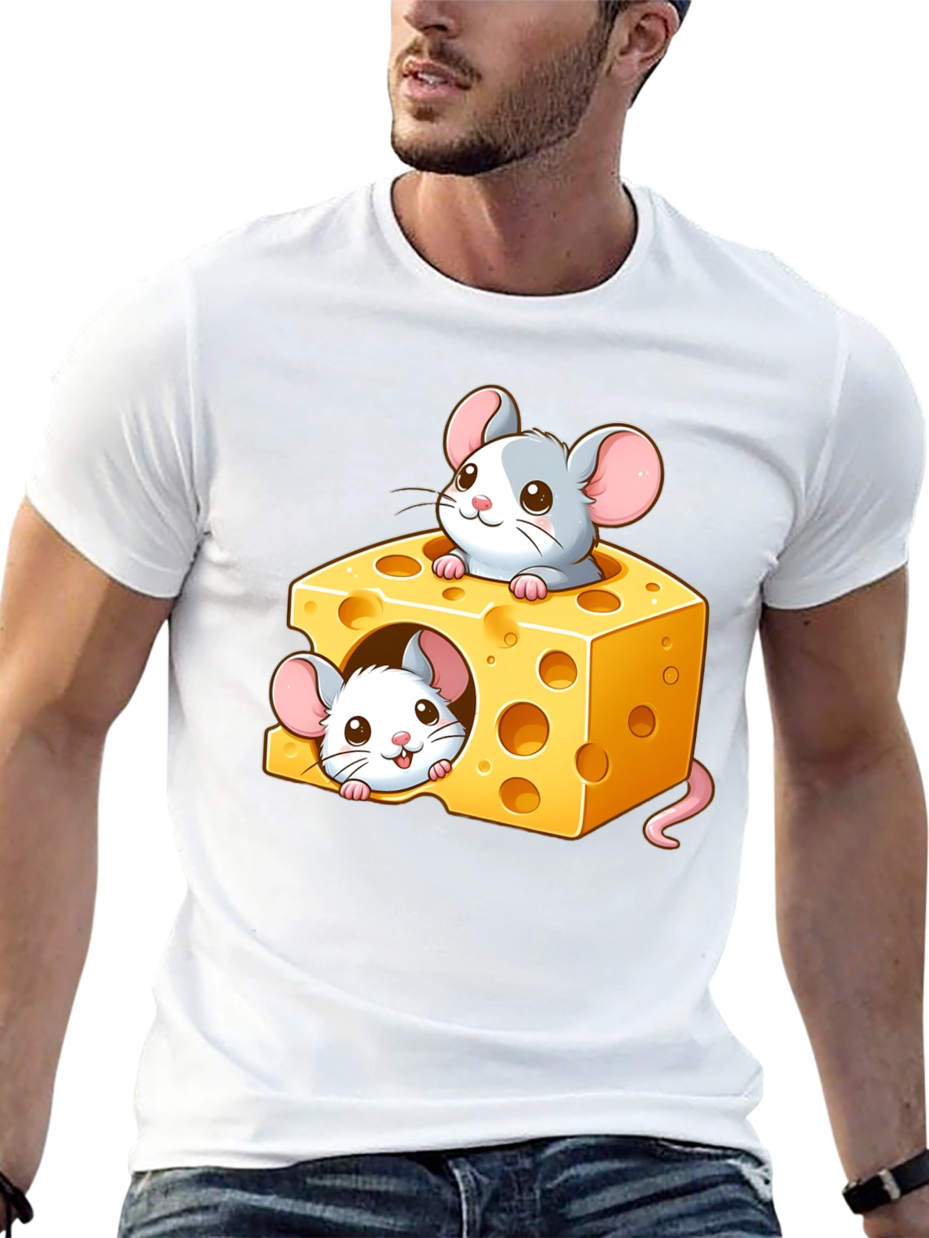 Cute Mice Cheese T-Shirt - Cartoon Graphic Tee