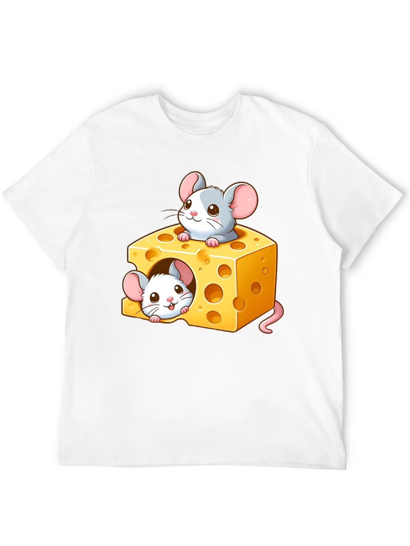 Cute Mice Cheese T-Shirt - Cartoon Graphic Tee