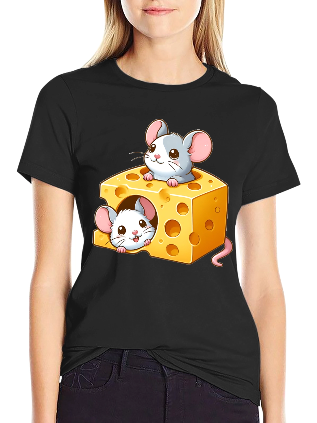 Cute Mice Cheese T-Shirt - Cartoon Graphic Tee