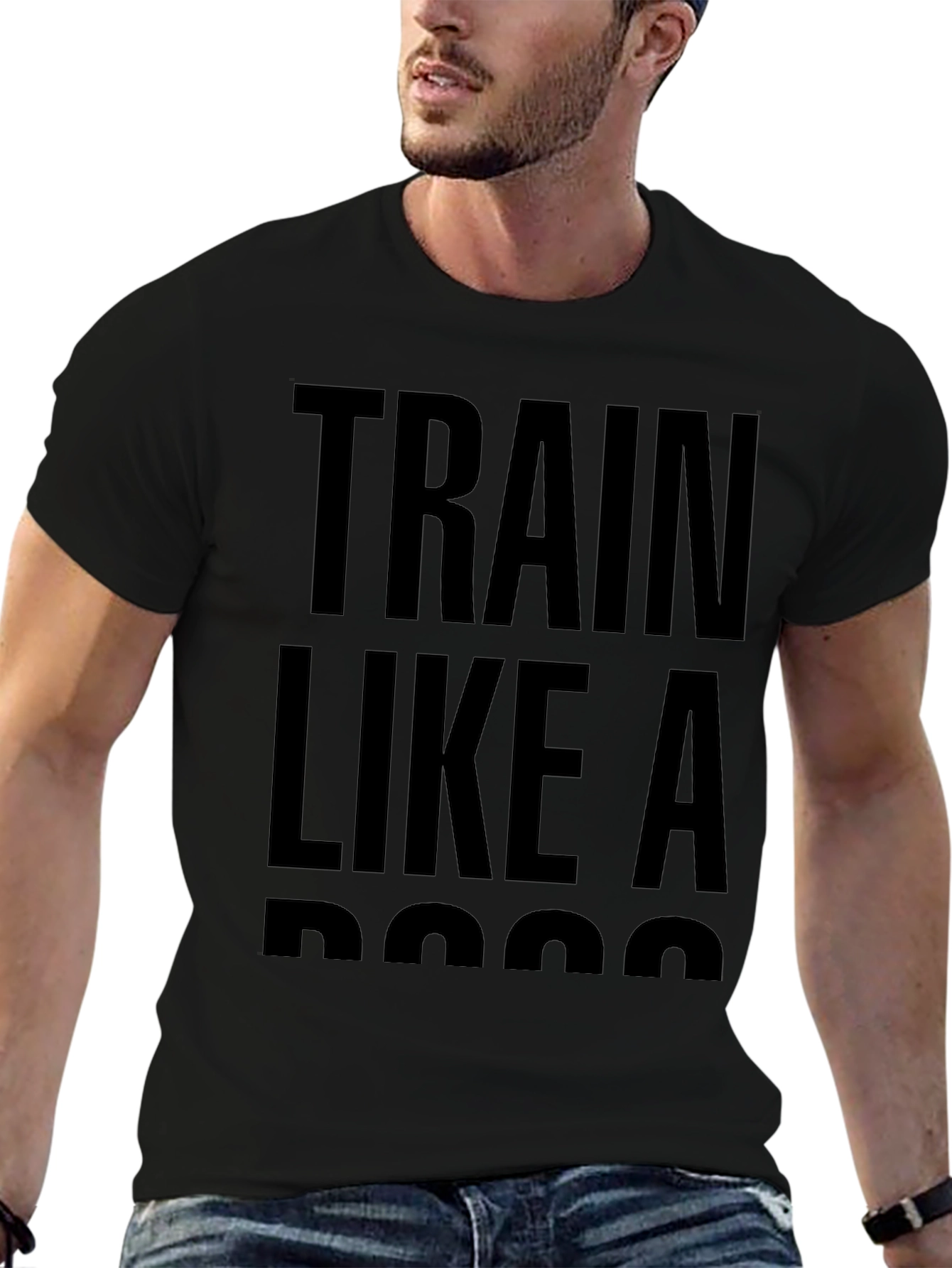 Train Like A Boss Graphic Tee - Black Cotton