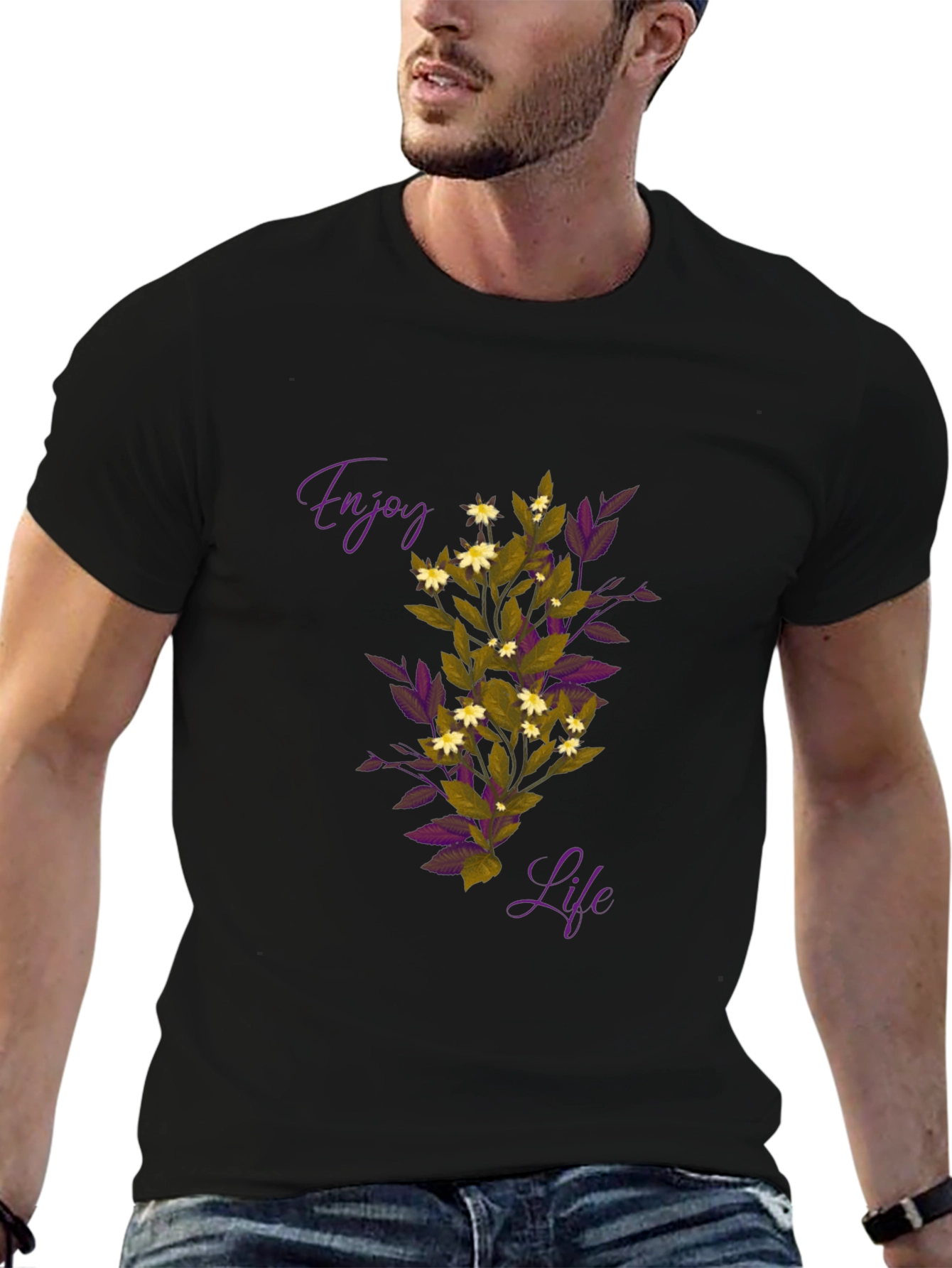 Enjoy Life Graphic Tee - Black Casual T-Shirt