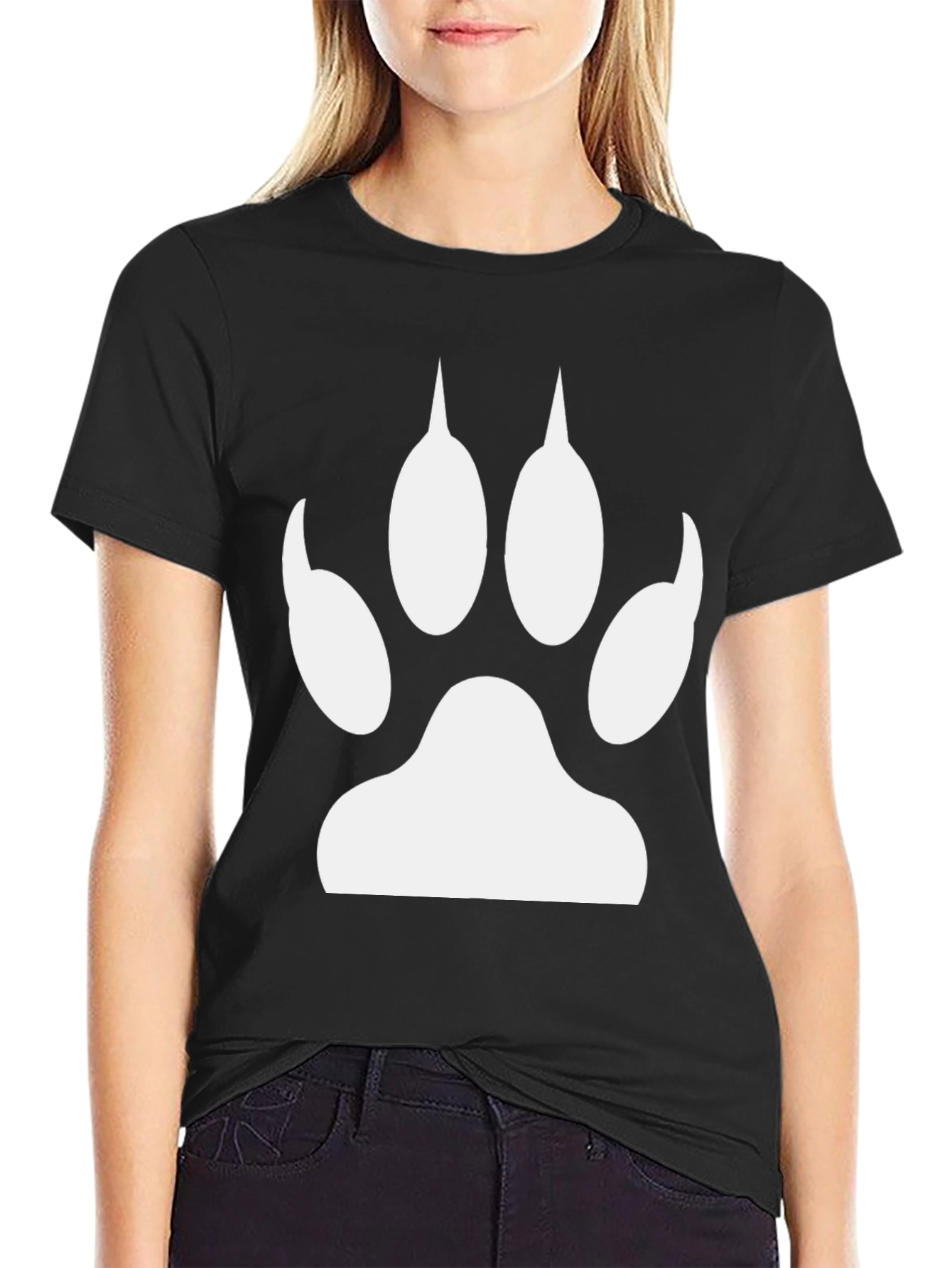 Cool Black T-Shirt with White Paw Print Design