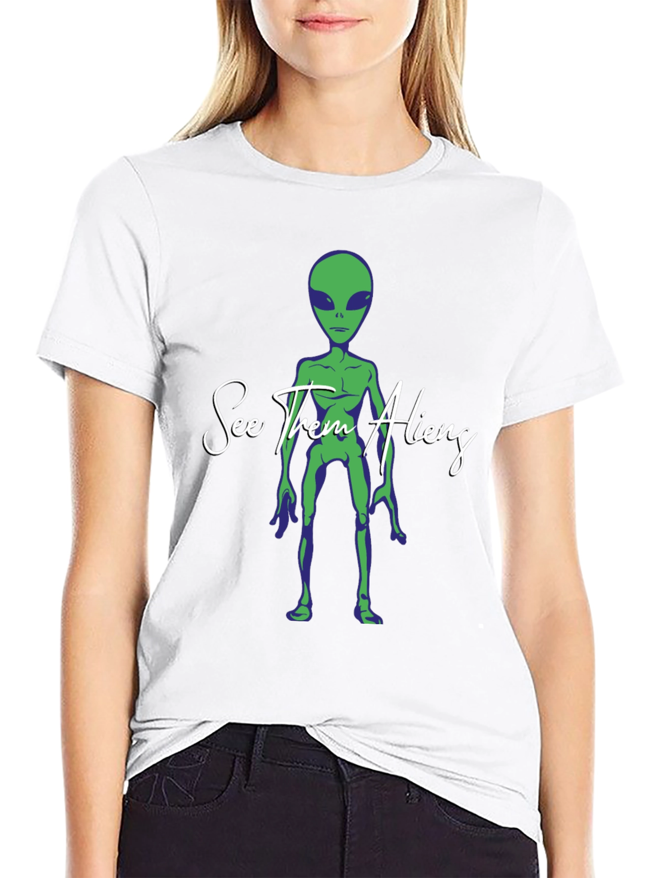 See Them Aliens Graphic Tee - Black Cotton T-Shirt