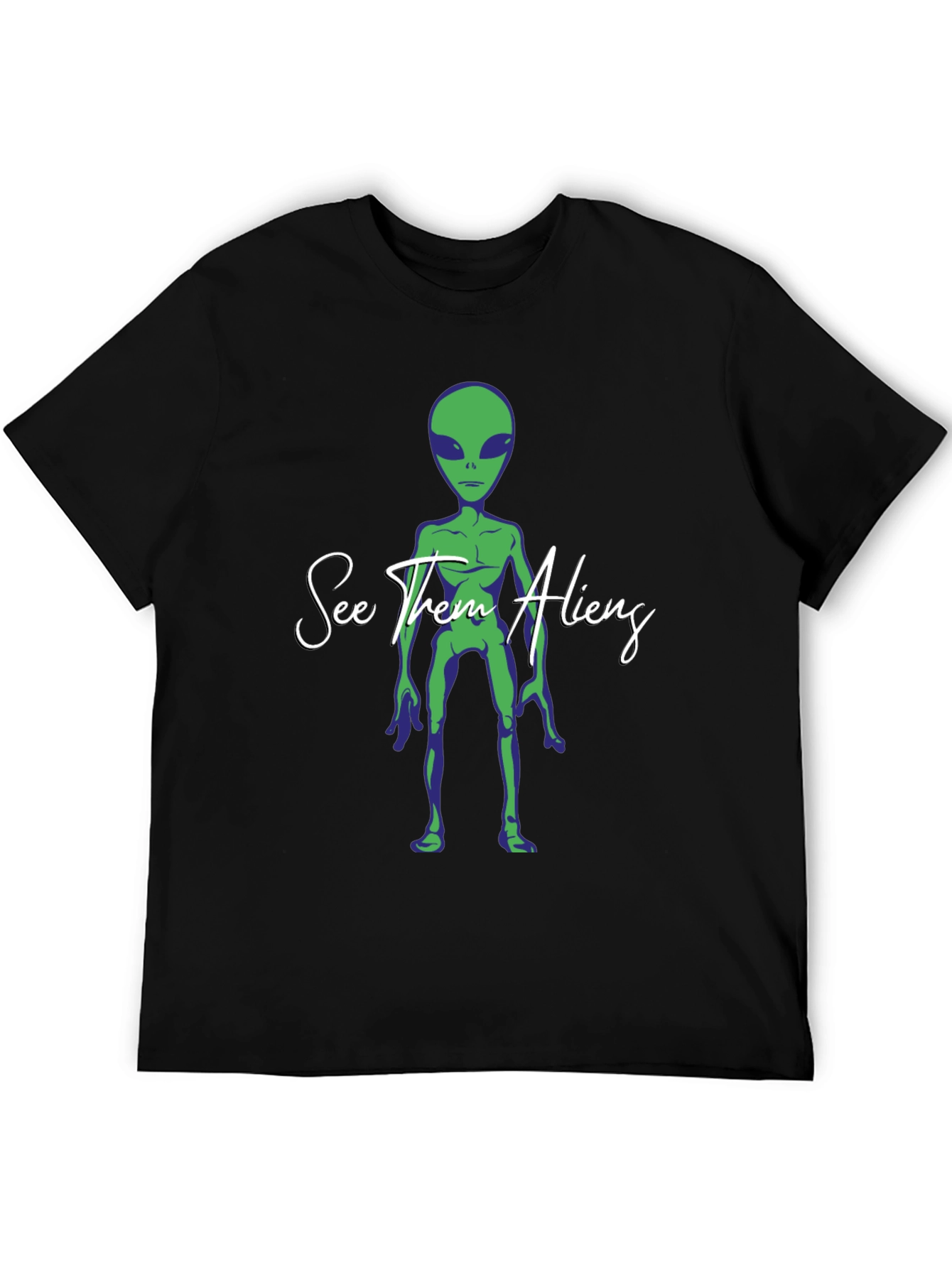 See Them Aliens Graphic Tee - Black Cotton T-Shirt