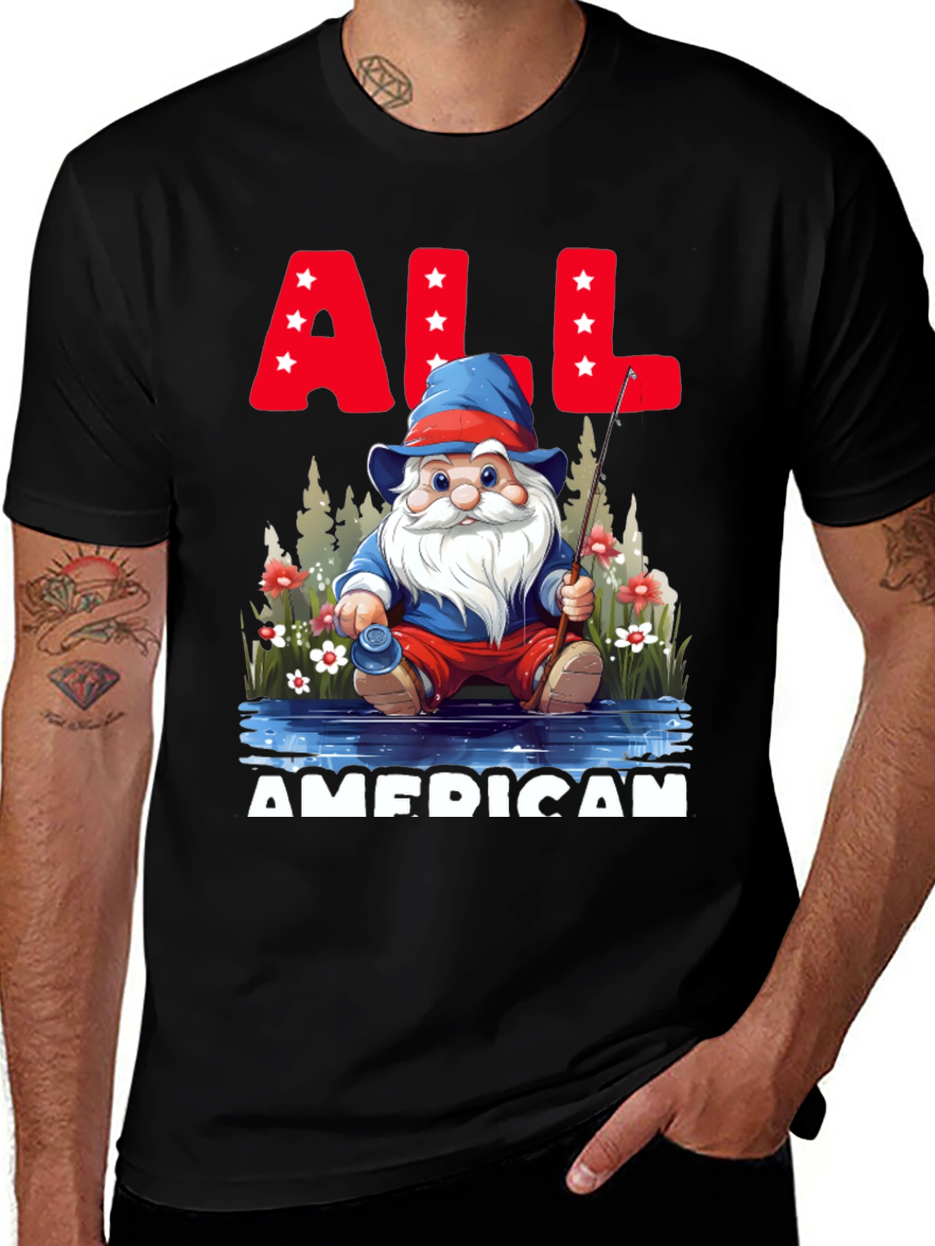 All American Fishing Gnome T-Shirt