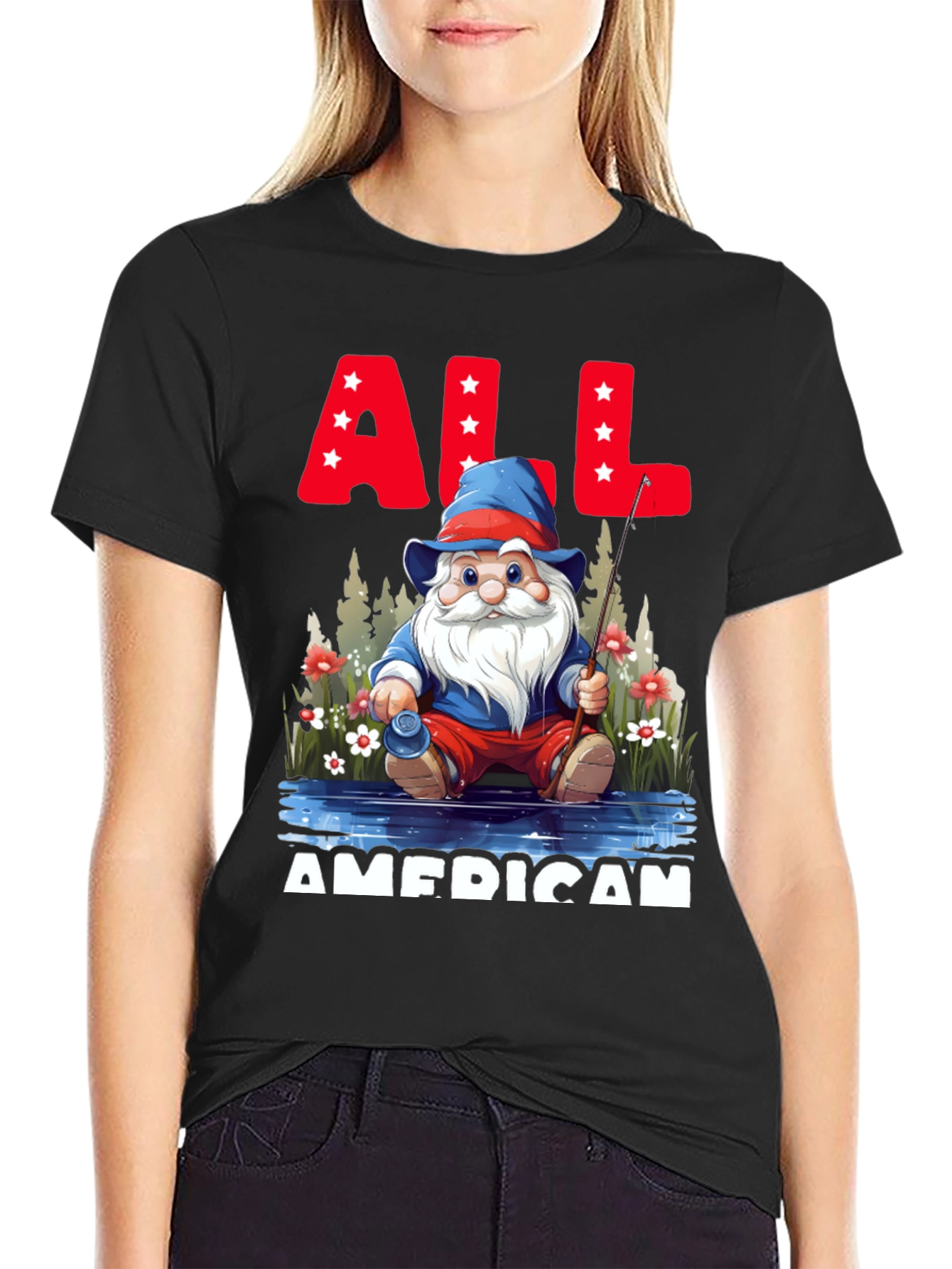 All American Fishing Gnome T-Shirt