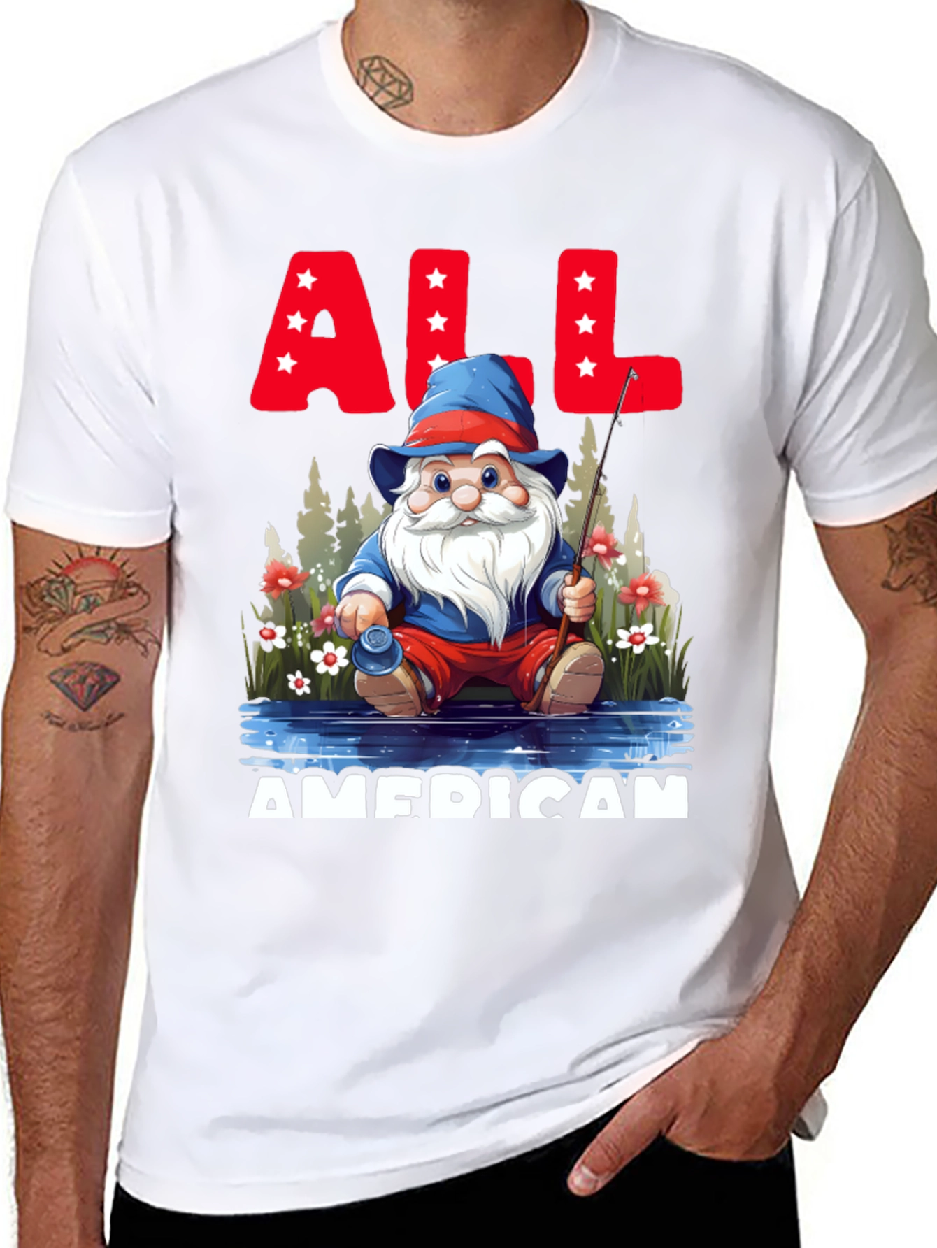 All American Fishing Gnome T-Shirt