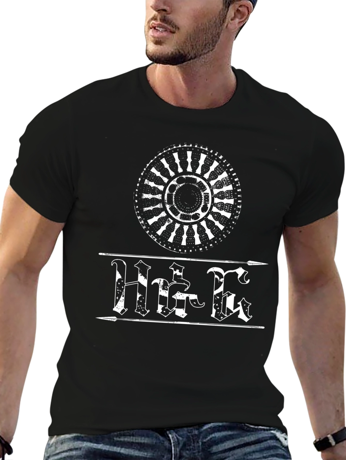 Black Graphic Tee - Helm of Awe Design