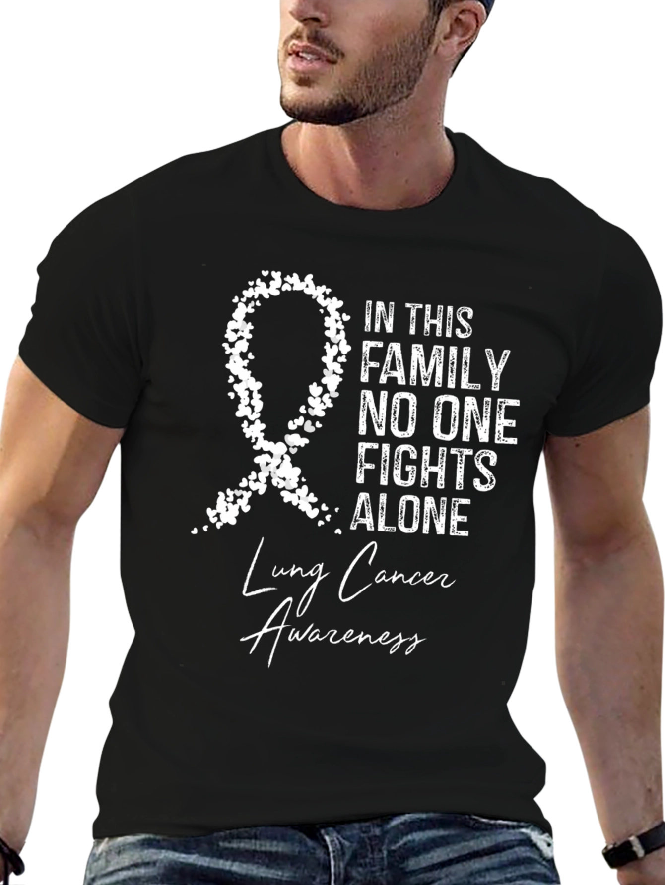 Lung Cancer Awareness T-Shirt - No One Fights Alone