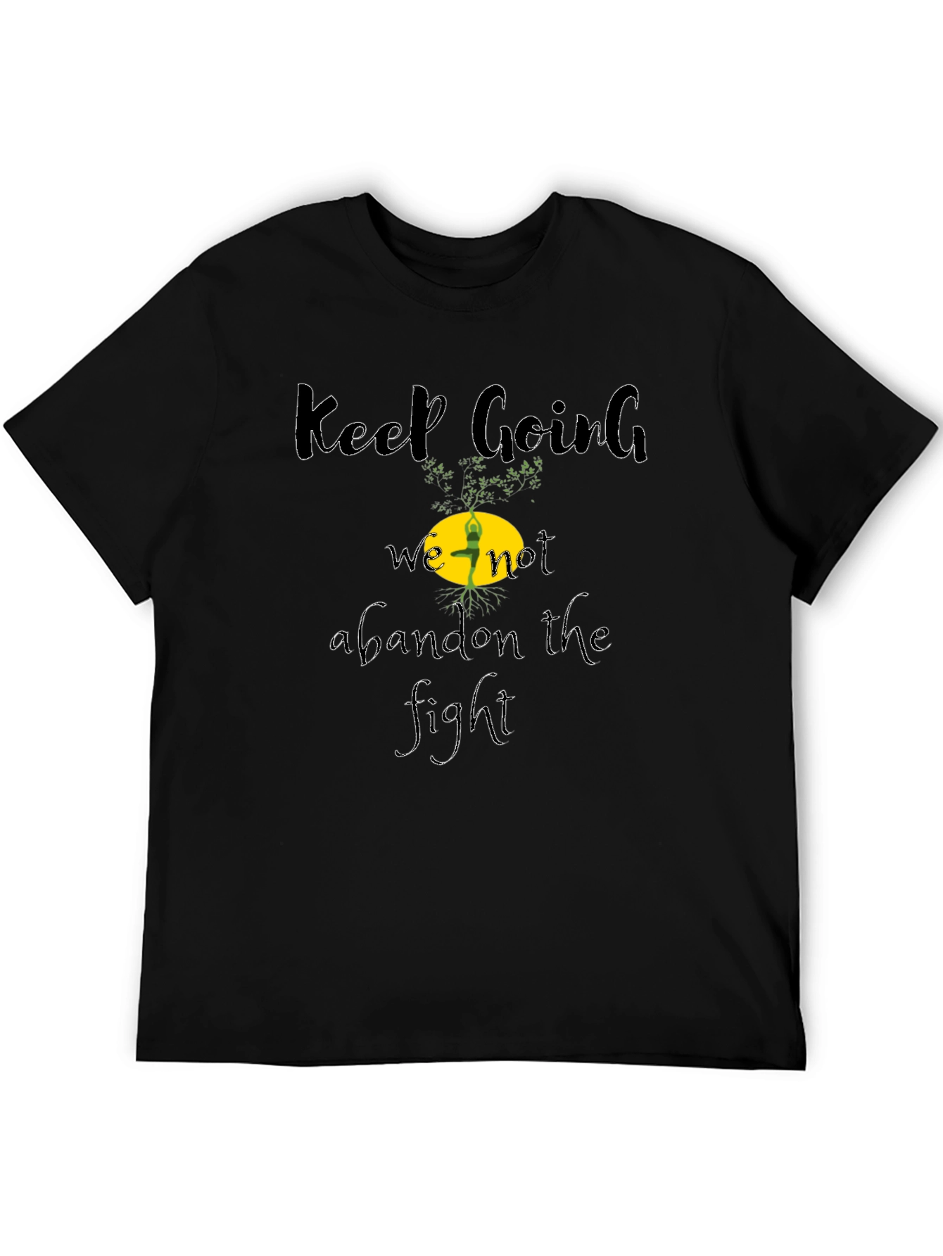 Motivational Keep Going Graphic Black T-Shirt
